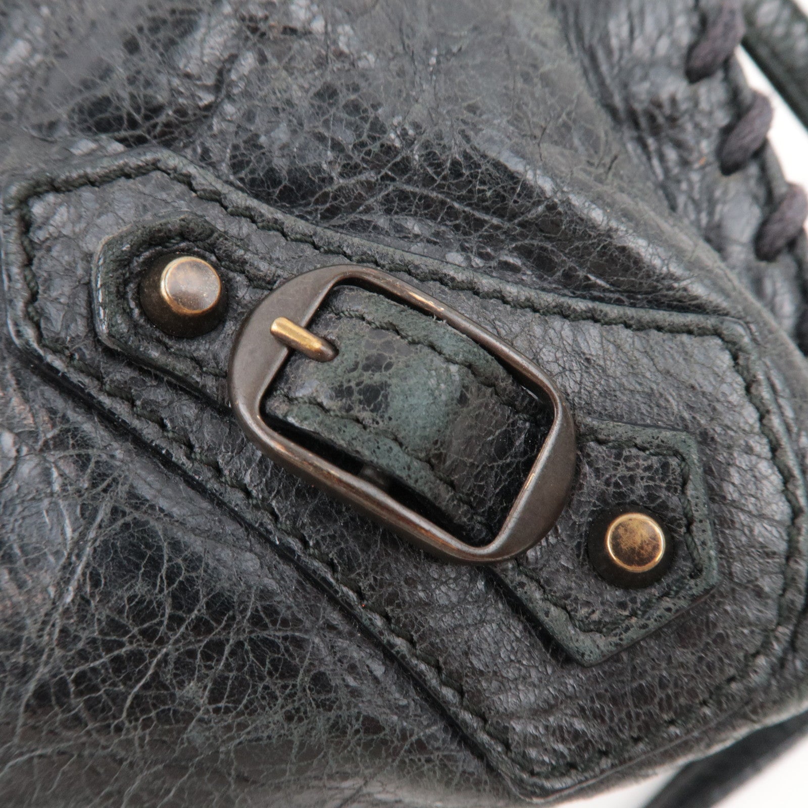 BALENCIAGA The Stitch Leather Shoulder Bag Black *Strap, Mirror