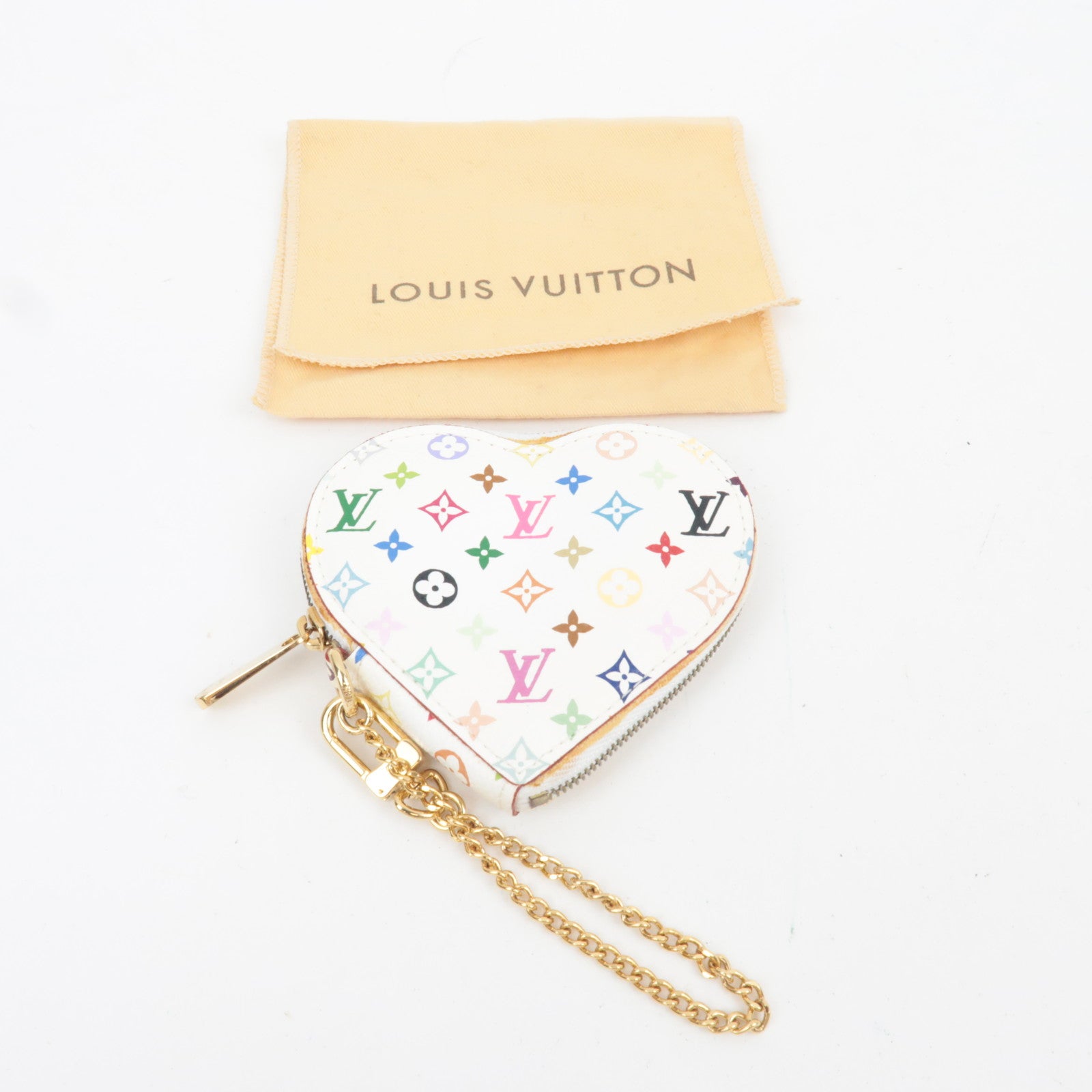 Louis Vuitton Monogram Multicolor Porte Monnaie Coeur Coin Case Blanc M60040 TH0037 *Dust bag