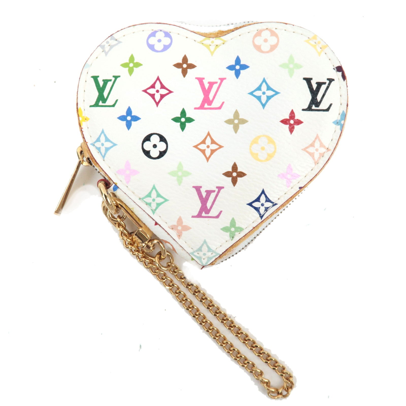 Louis Vuitton Monogram Multicolor Porte Monnaie Coeur Coin Case Blanc M60040 TH0037 *Dust bag82458