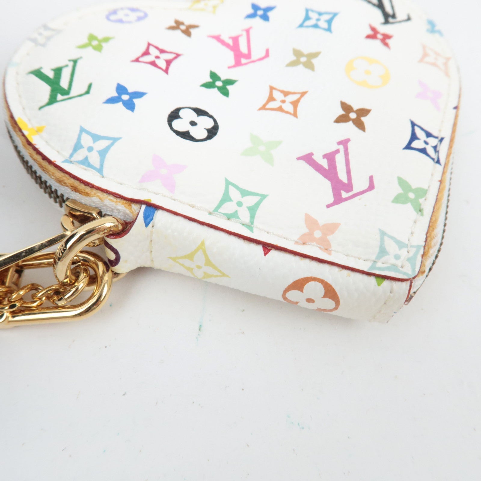 Louis Vuitton Monogram Multicolor Porte Monnaie Coeur Coin Case Blanc M60040 TH0037 *Dust bag