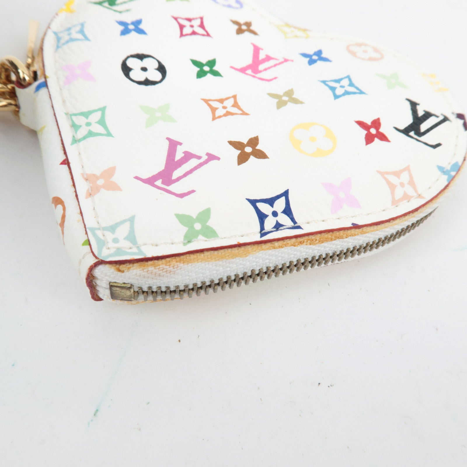 Louis Vuitton Monogram Multicolor Porte Monnaie Coeur Coin Case Blanc M60040 TH0037 *Dust bag