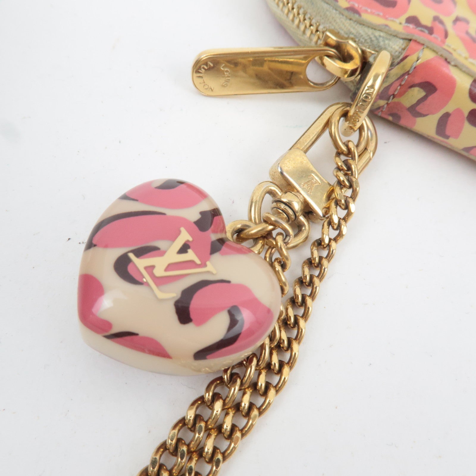 Louis Vuitton Monogram Vernis Leopard Porte Monnaie Coeur Coin Case Broncorail M91473 TS4120 *Box, Dust bag