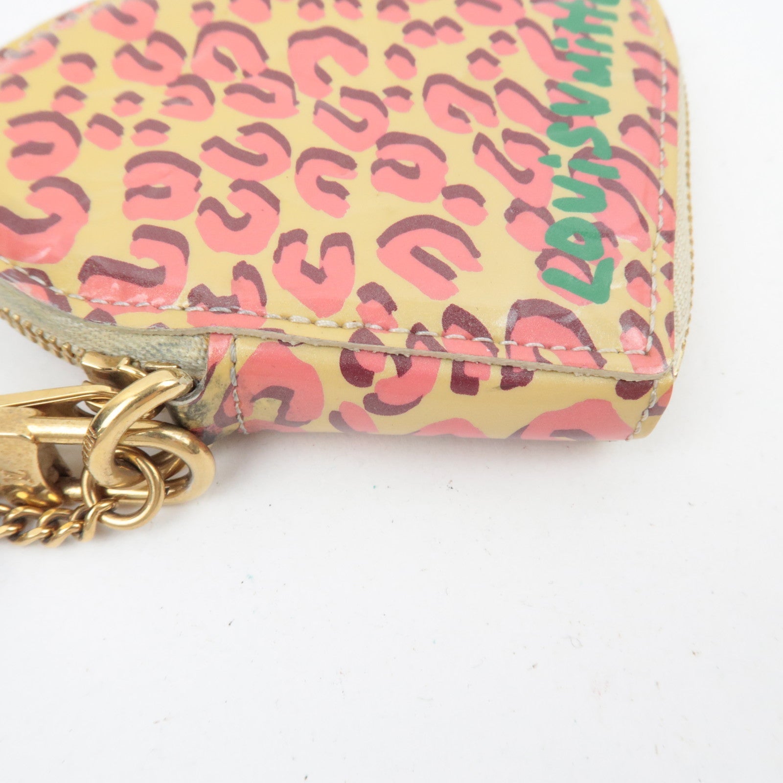 Louis Vuitton Monogram Vernis Leopard Porte Monnaie Coeur Coin Case Broncorail M91473 TS4120 *Box, Dust bag