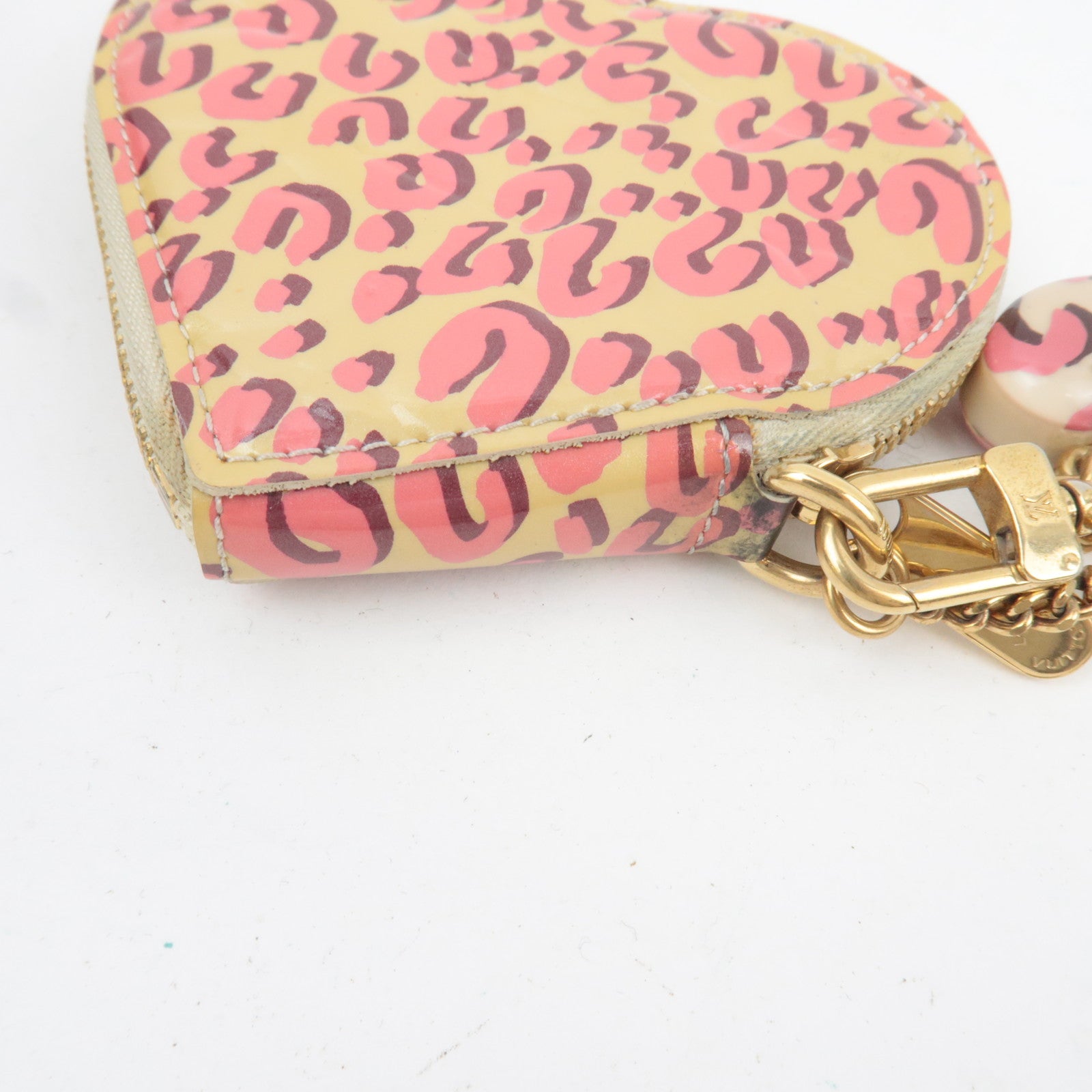 Louis Vuitton Monogram Vernis Leopard Porte Monnaie Coeur Coin Case Broncorail M91473 TS4120 *Box, Dust bag