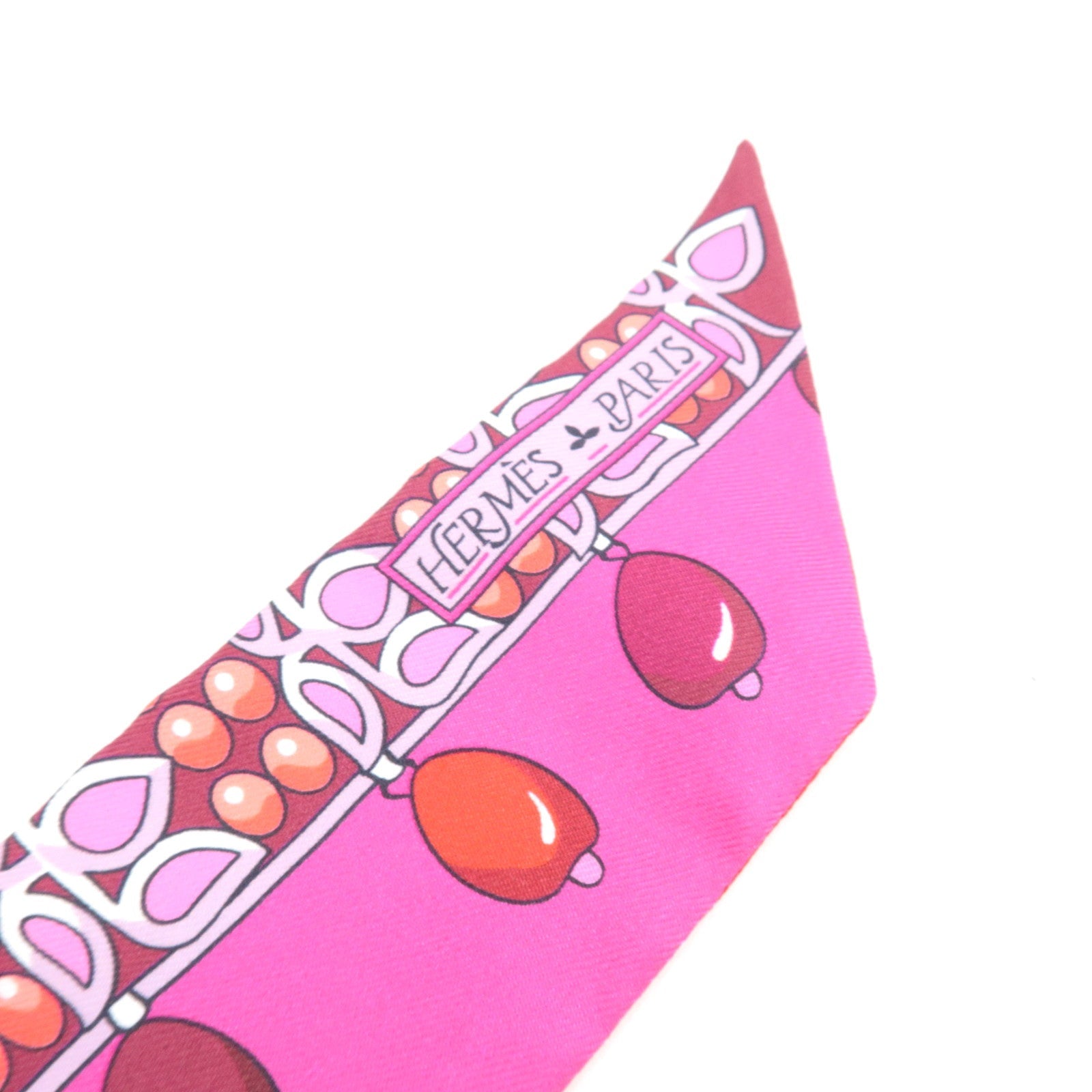 HERMES Twilly Scarf Parures Des MAHARAJA 100% Silk Pink Red *Box