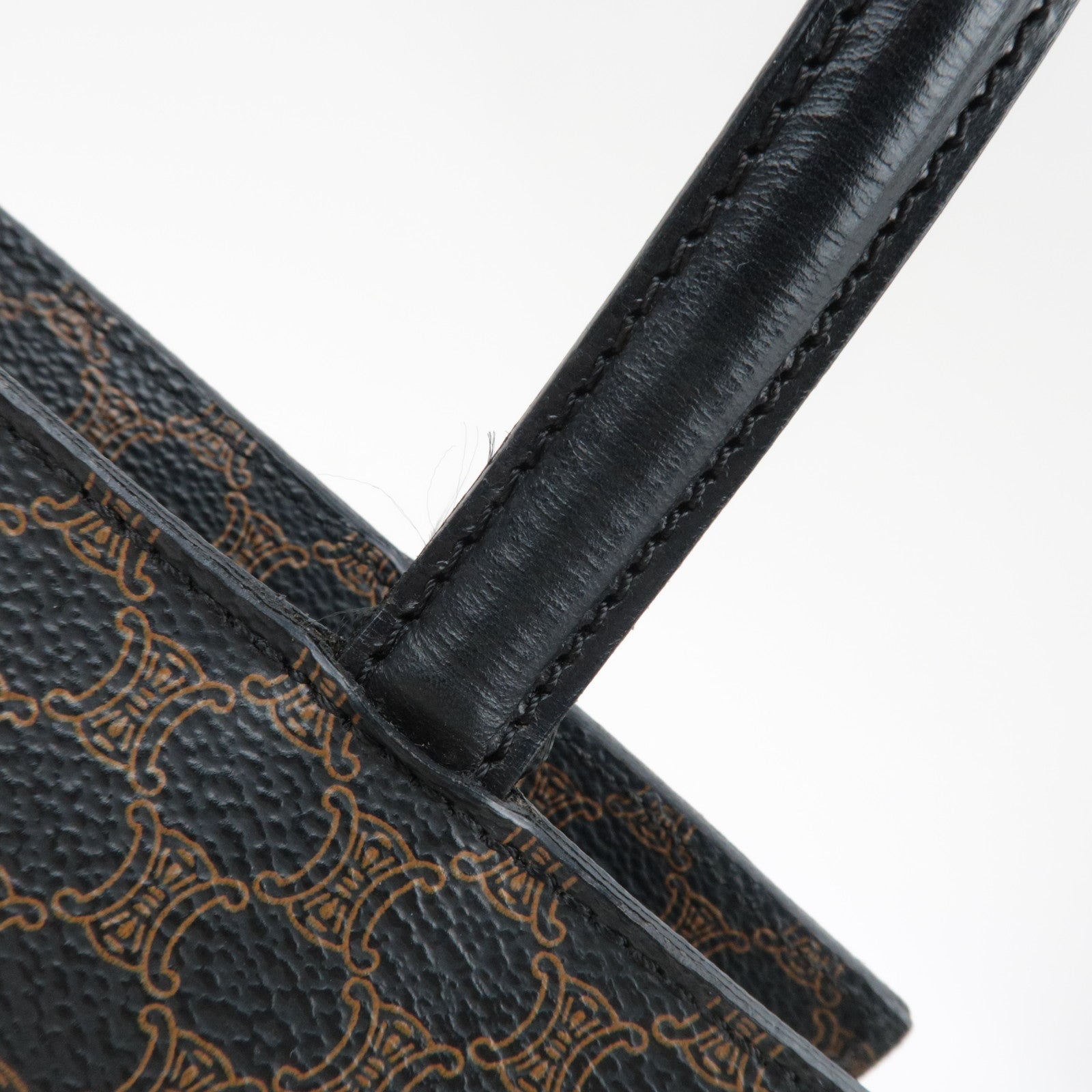 CELINE Macadam Tote Bag PVC Leather Black Brown