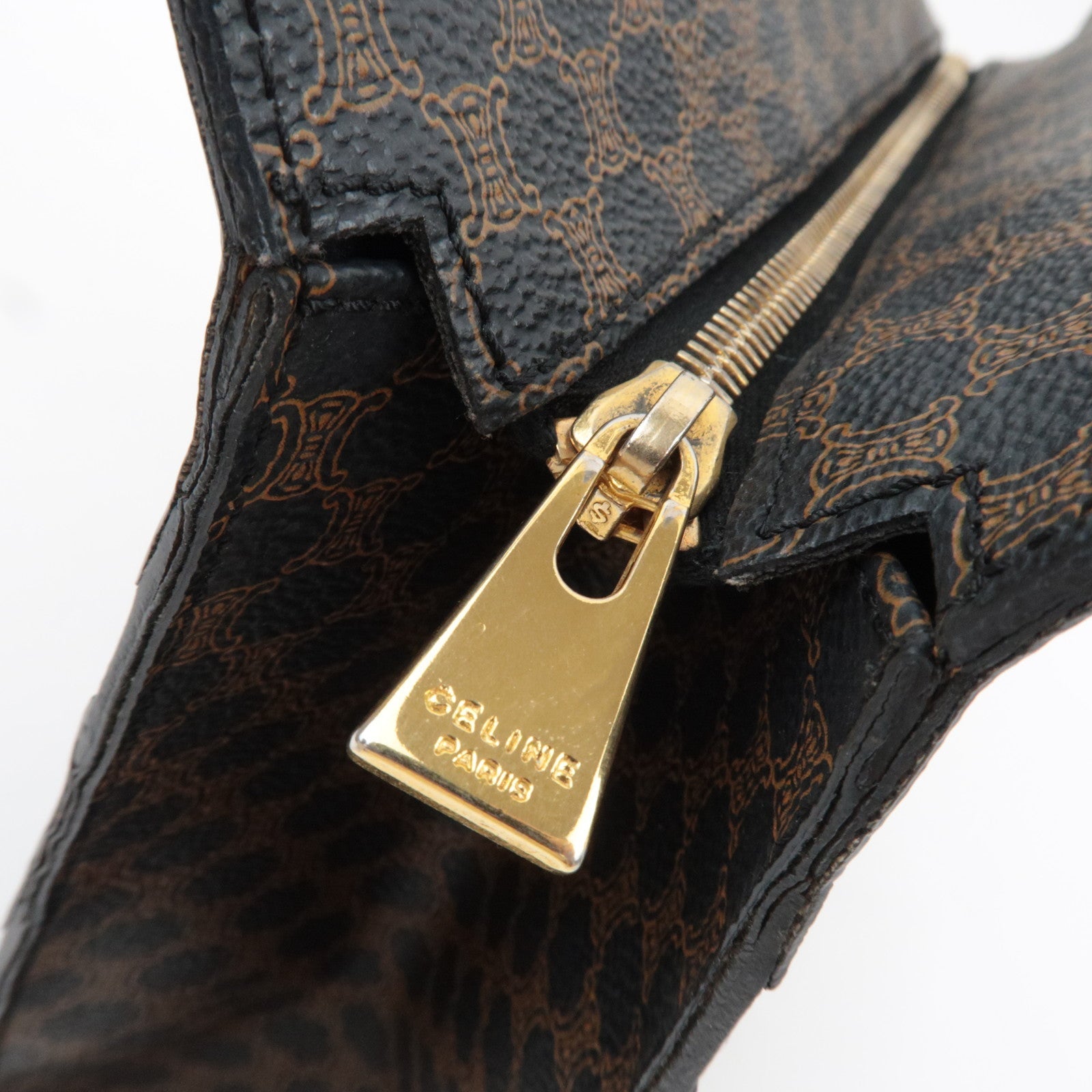 CELINE Macadam Tote Bag PVC Leather Black Brown