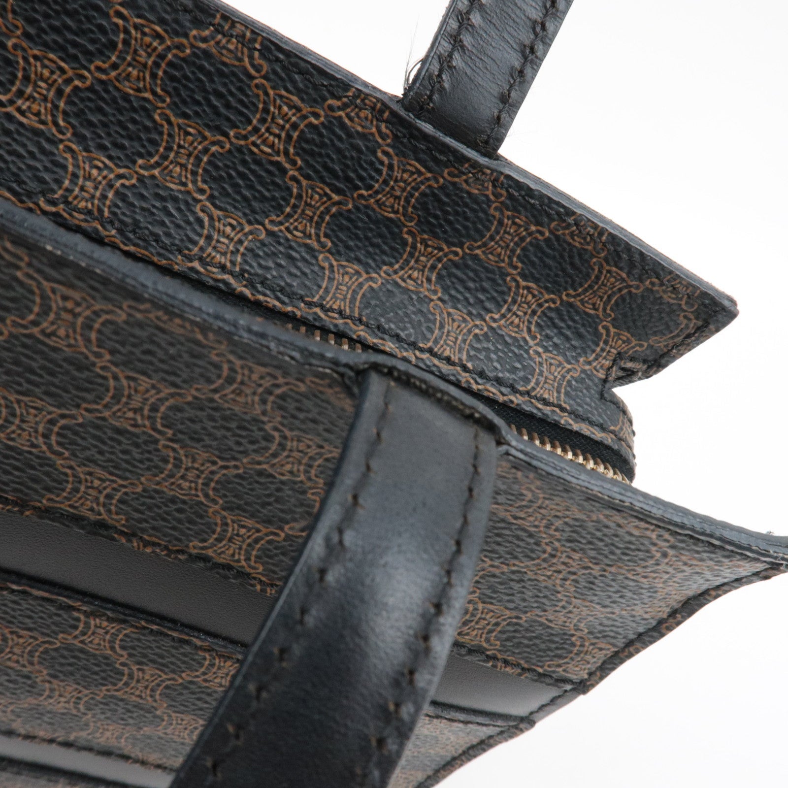 CELINE Macadam Tote Bag PVC Leather Black Brown