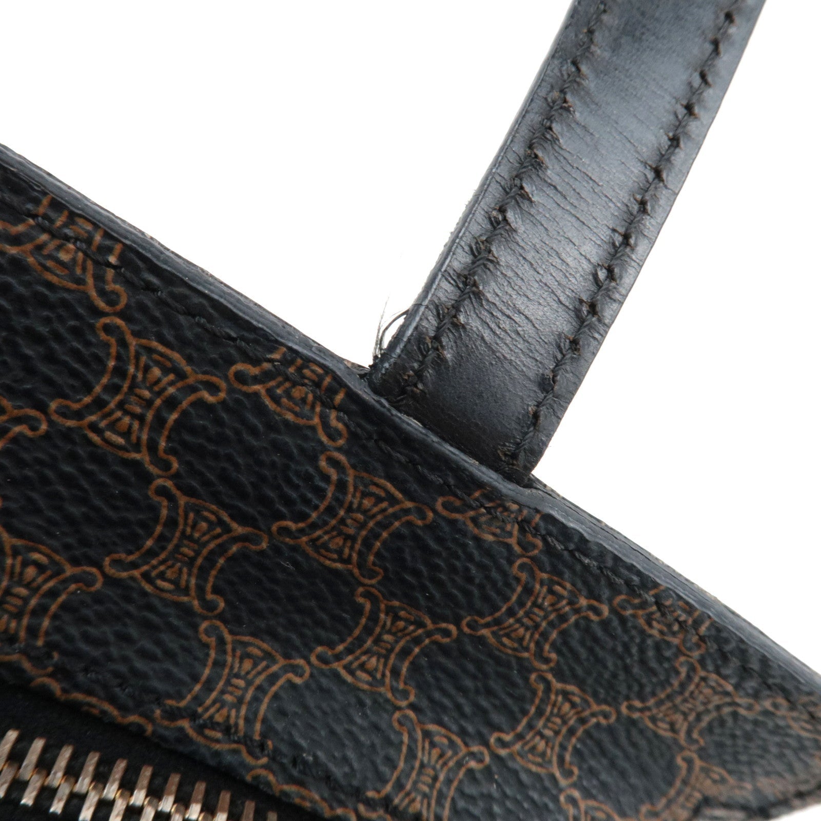 CELINE Macadam Tote Bag PVC Leather Black Brown