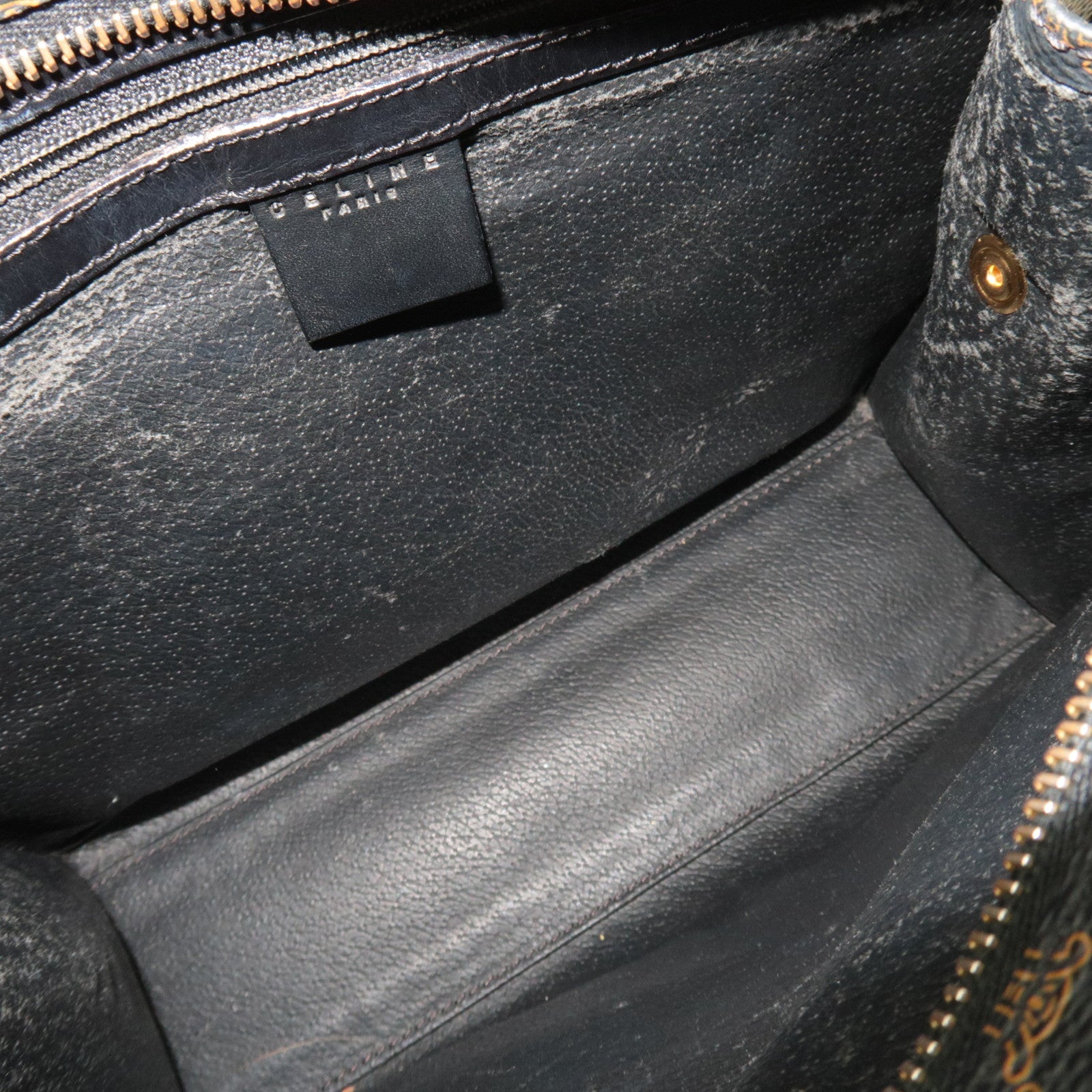 CELINE Macadam Tote Bag PVC Leather Black Brown