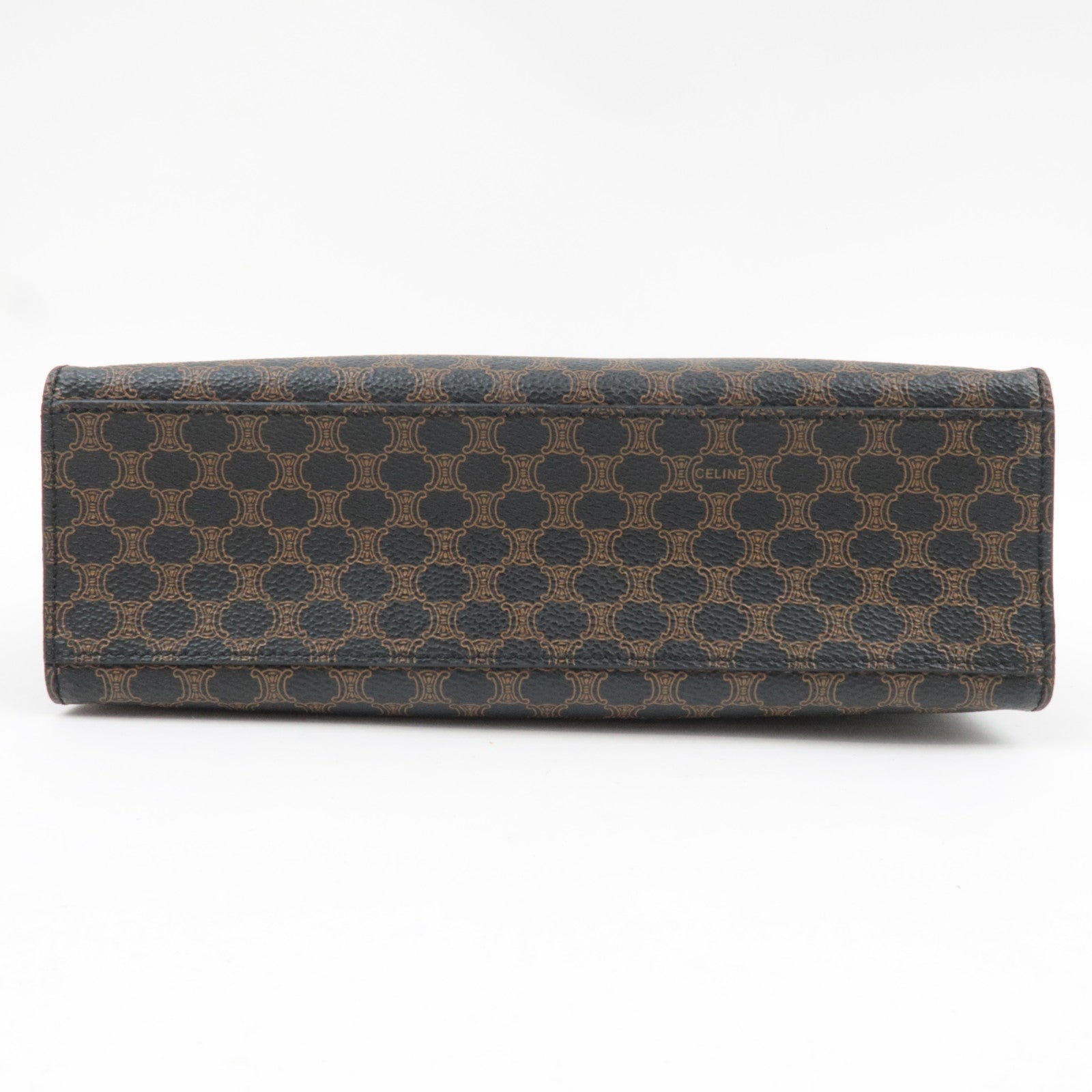 CELINE Macadam Tote Bag PVC Leather Black Brown