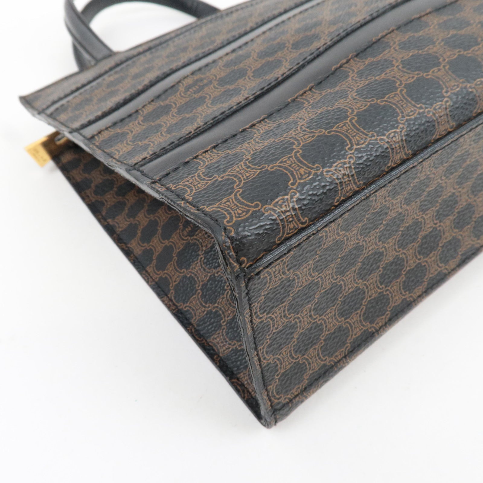 CELINE Macadam Tote Bag PVC Leather Black Brown