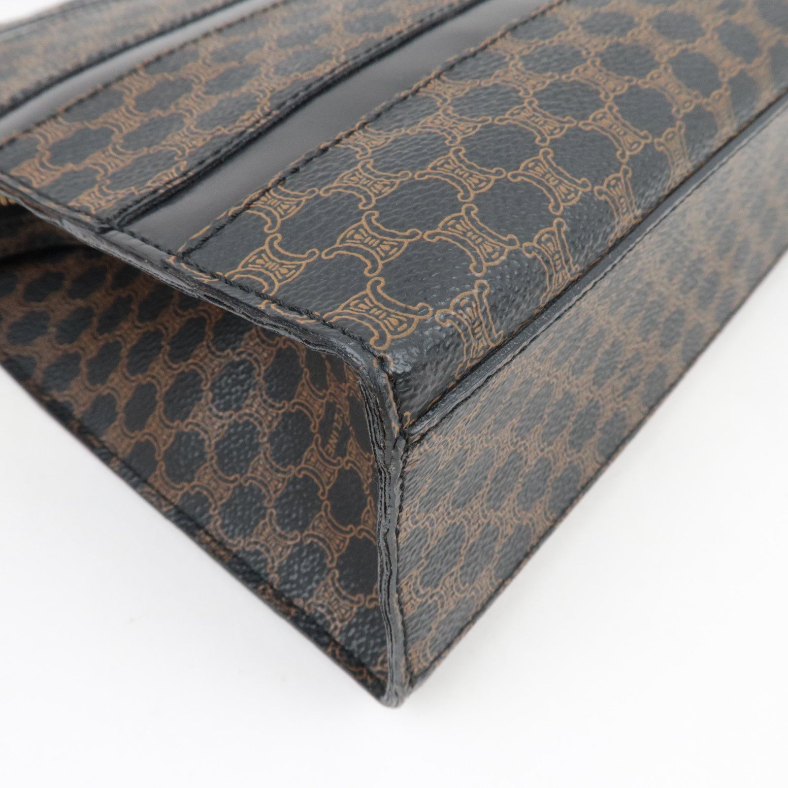 CELINE Macadam Tote Bag PVC Leather Black Brown