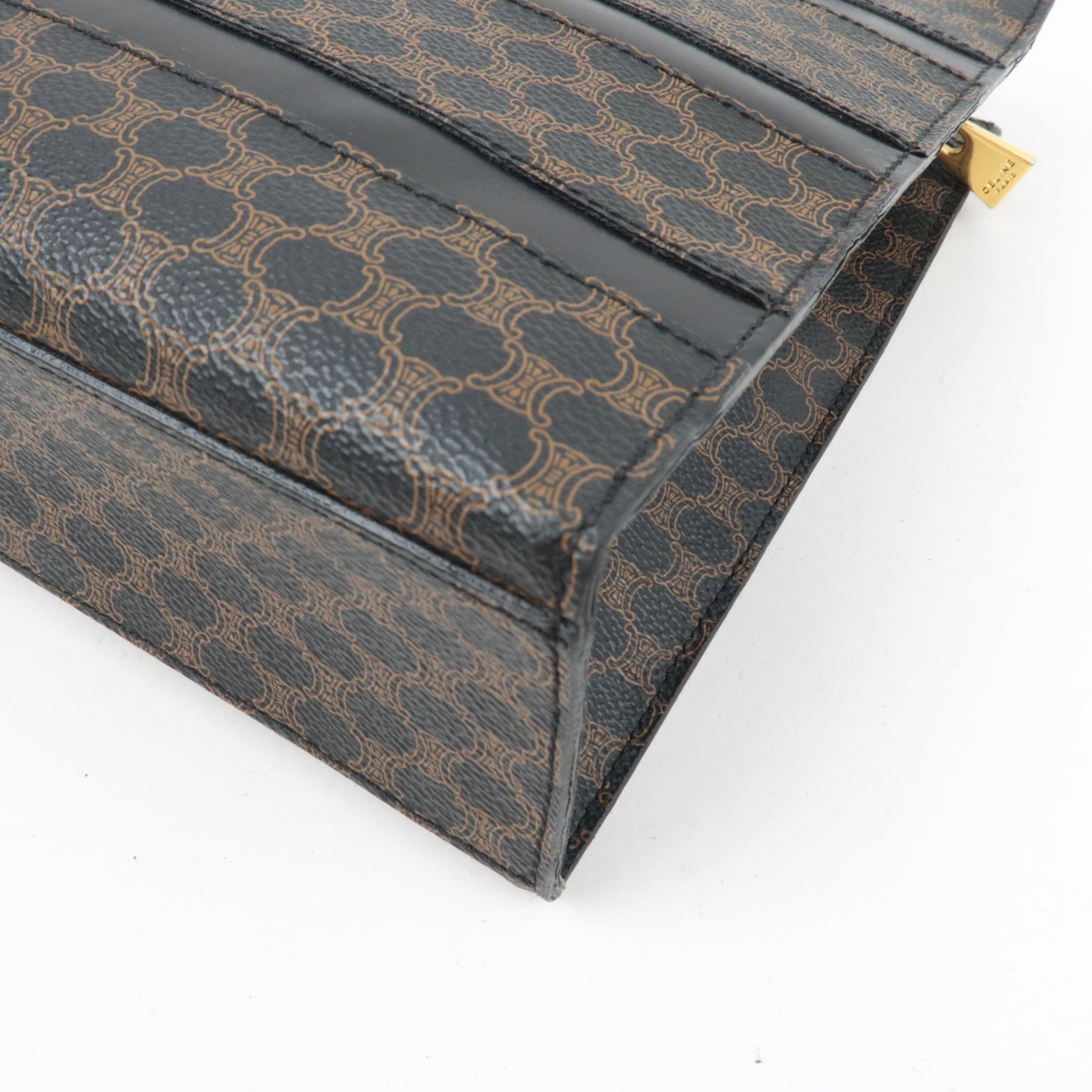 CELINE Macadam Tote Bag PVC Leather Black Brown