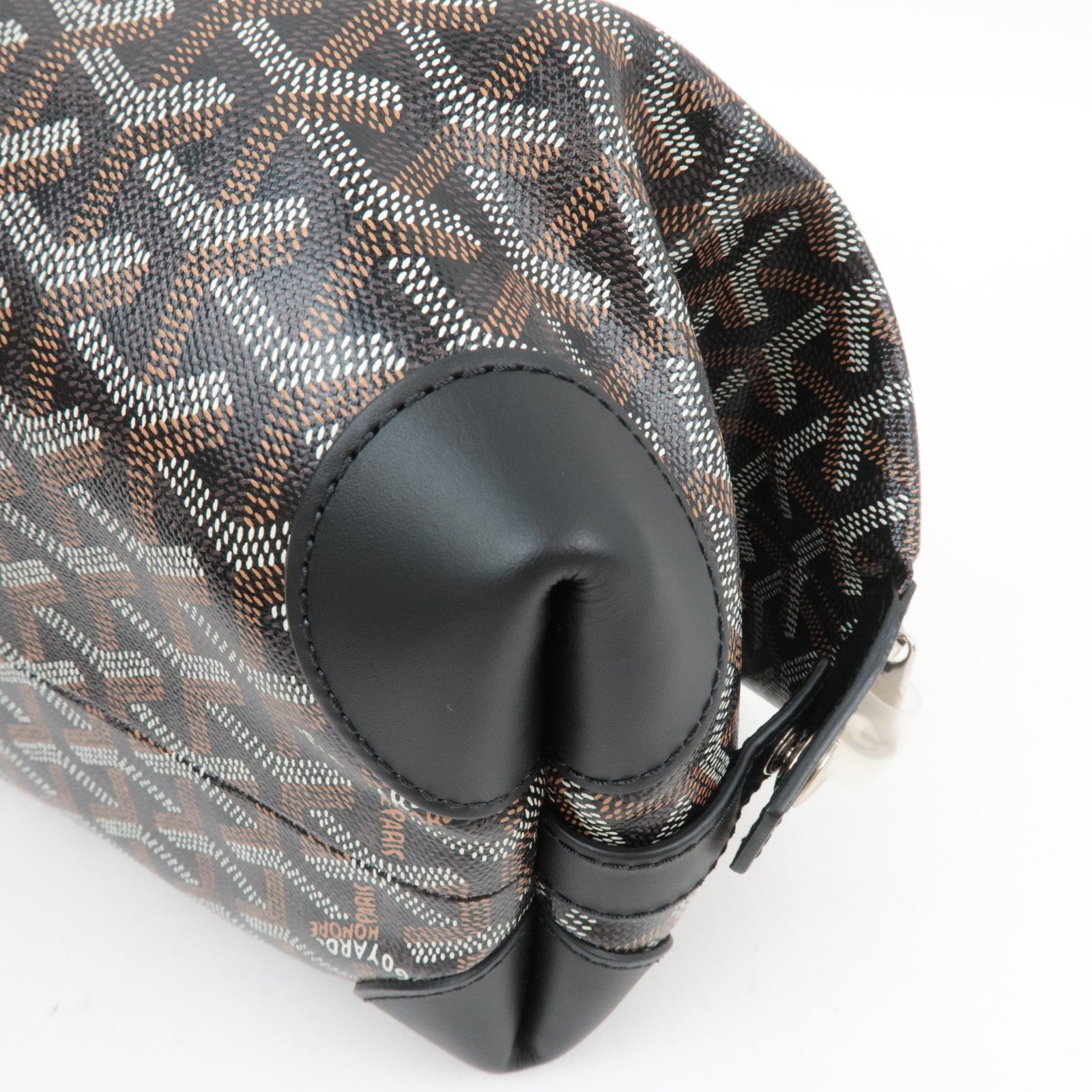 GOYARD Herringbone Bowling 25 Toiletry Bag PVC Leather Black *Dust bag