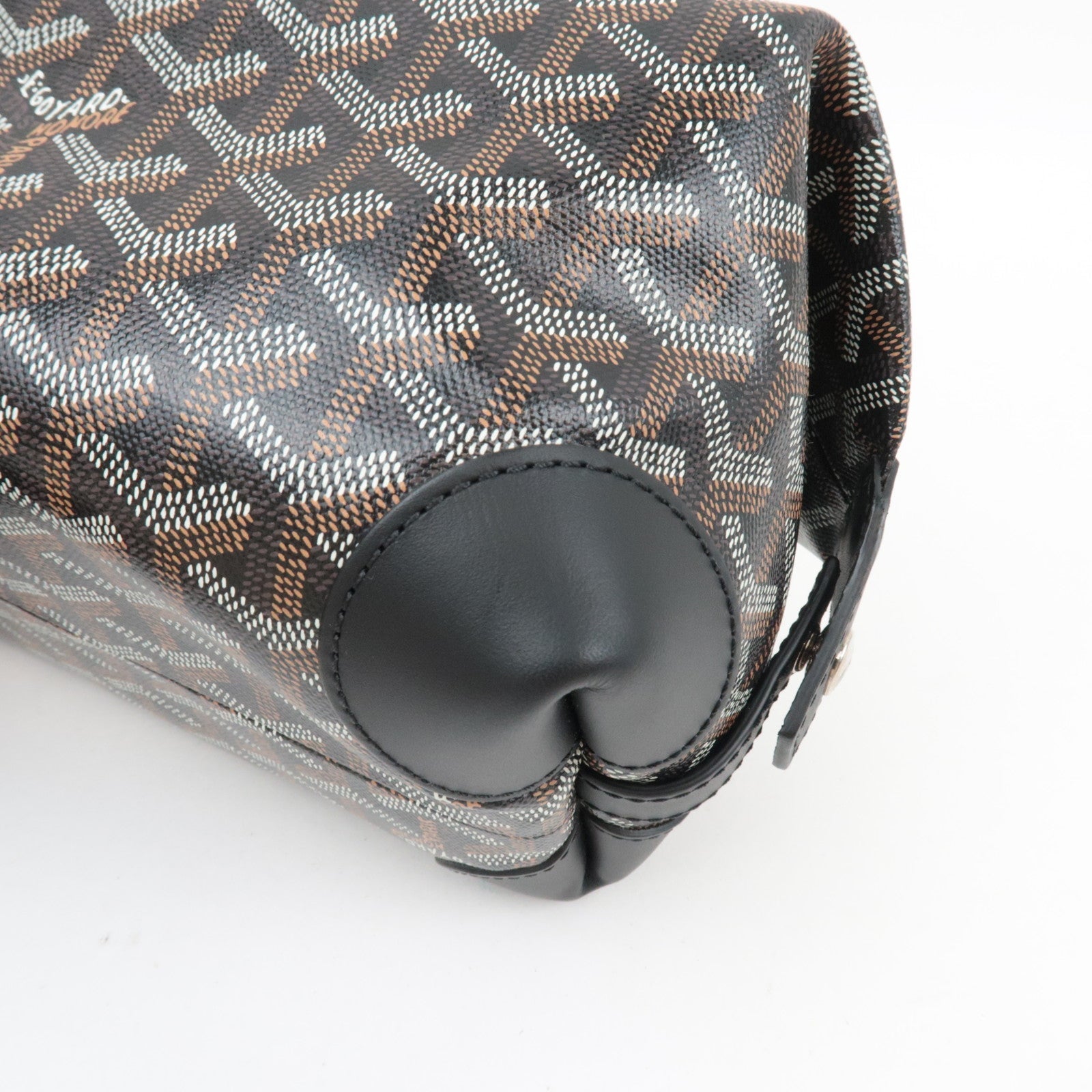 GOYARD Herringbone Bowling 25 Toiletry Bag PVC Leather Black *Dust bag