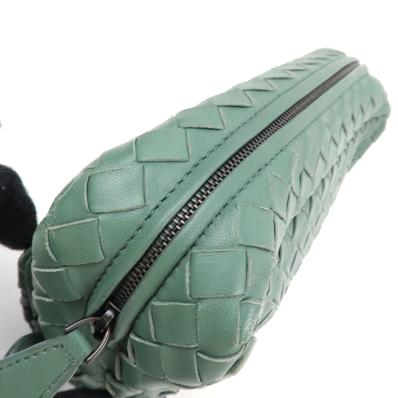 BOTTEGA VENETA Intrecciato Chain Shoulder Pouch Bag Leather Green *Chain strap