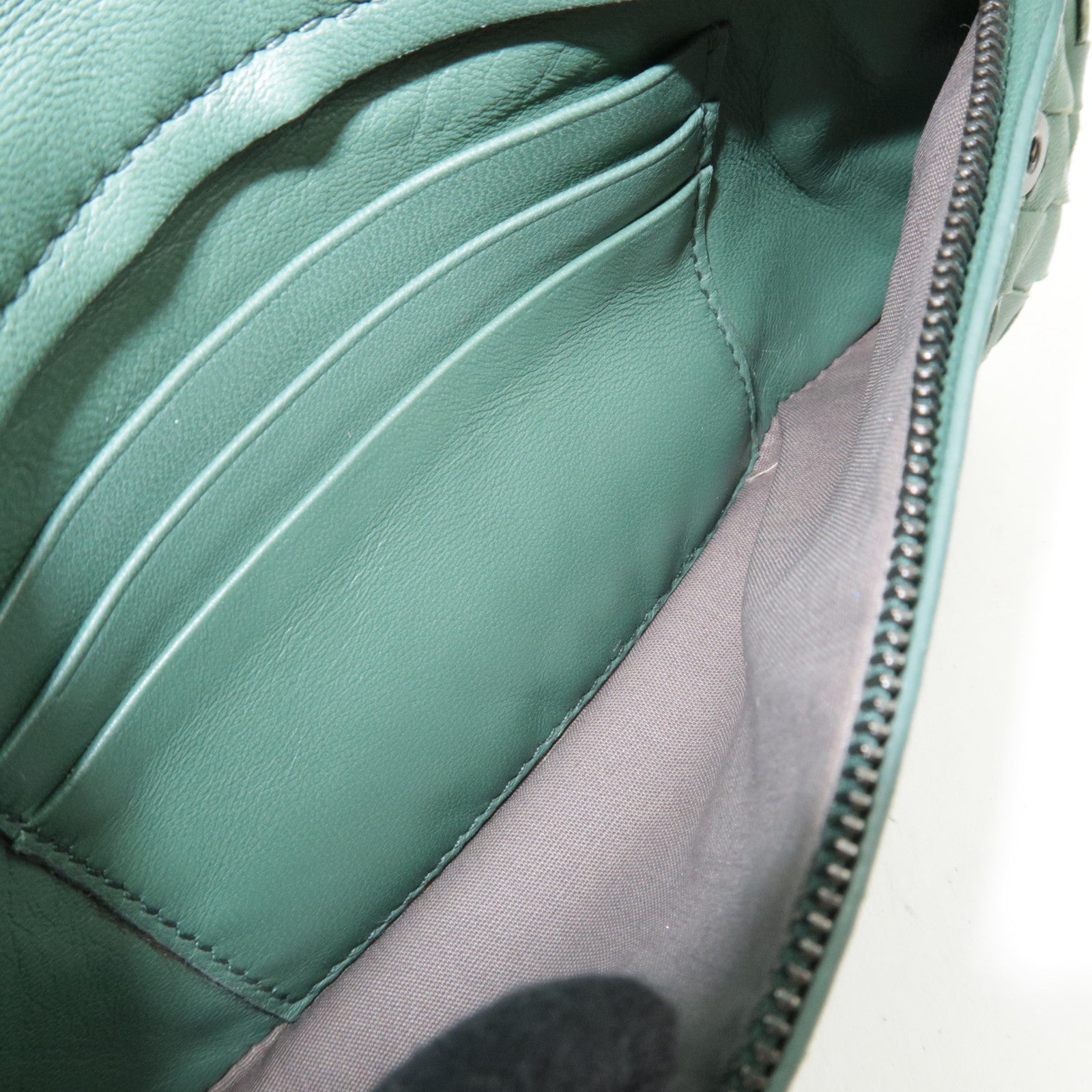 BOTTEGA VENETA Intrecciato Chain Shoulder Pouch Bag Leather Green *Chain strap