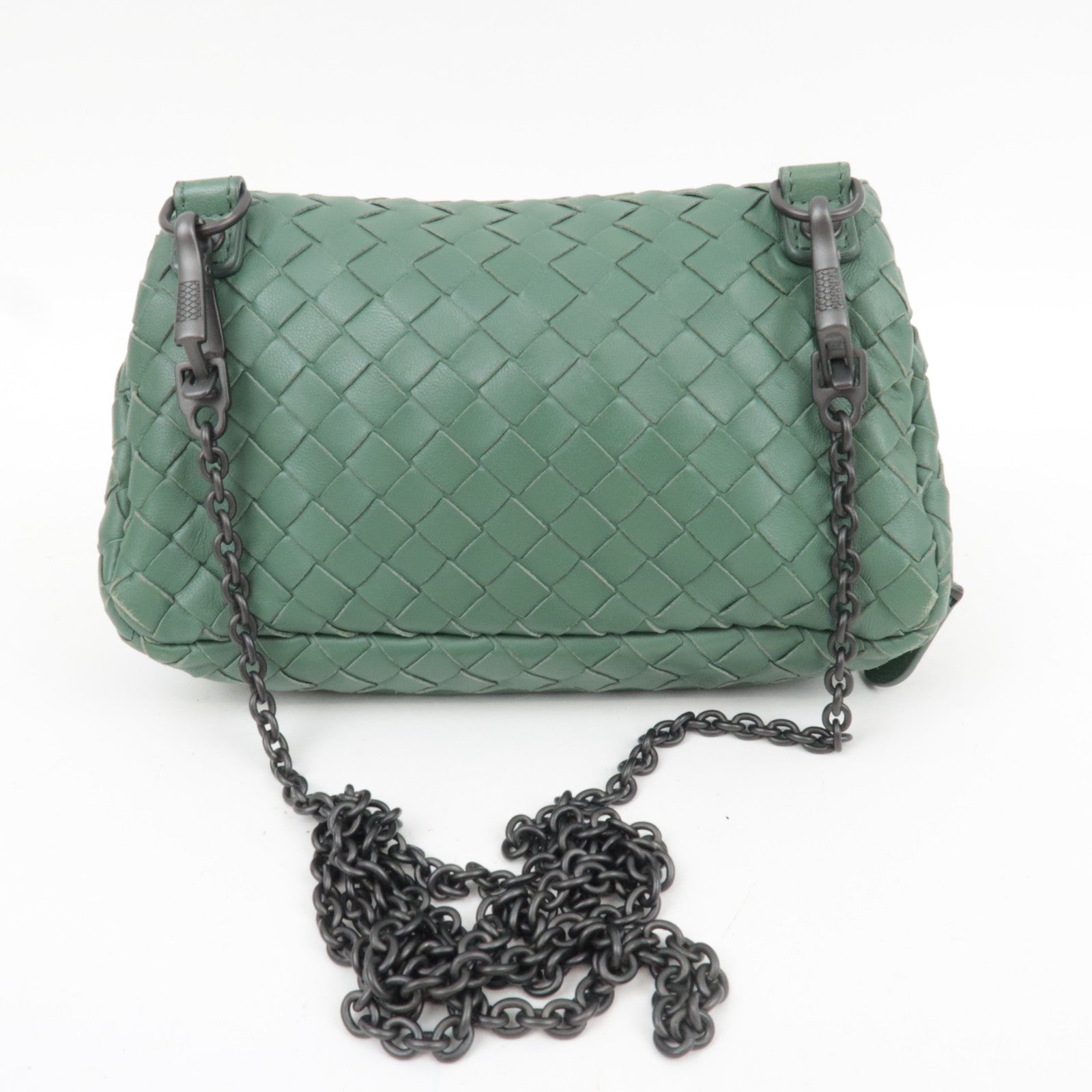 BOTTEGA VENETA Intrecciato Chain Shoulder Pouch Bag Leather Green *Chain strap