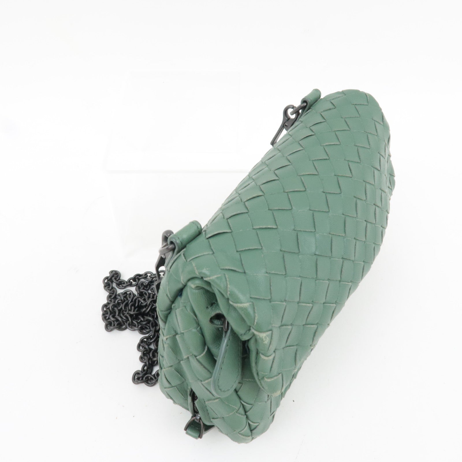 BOTTEGA VENETA Intrecciato Chain Shoulder Pouch Bag Leather Green *Chain strap
