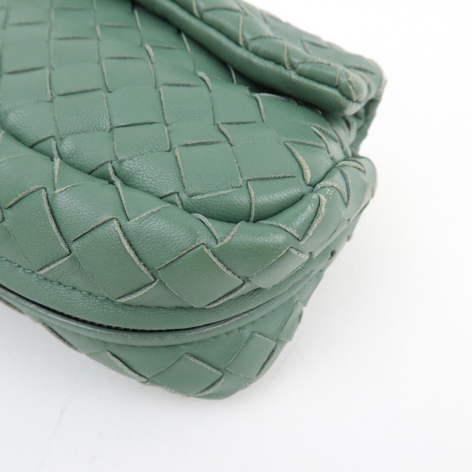 BOTTEGA VENETA Intrecciato Chain Shoulder Pouch Bag Leather Green *Chain strap
