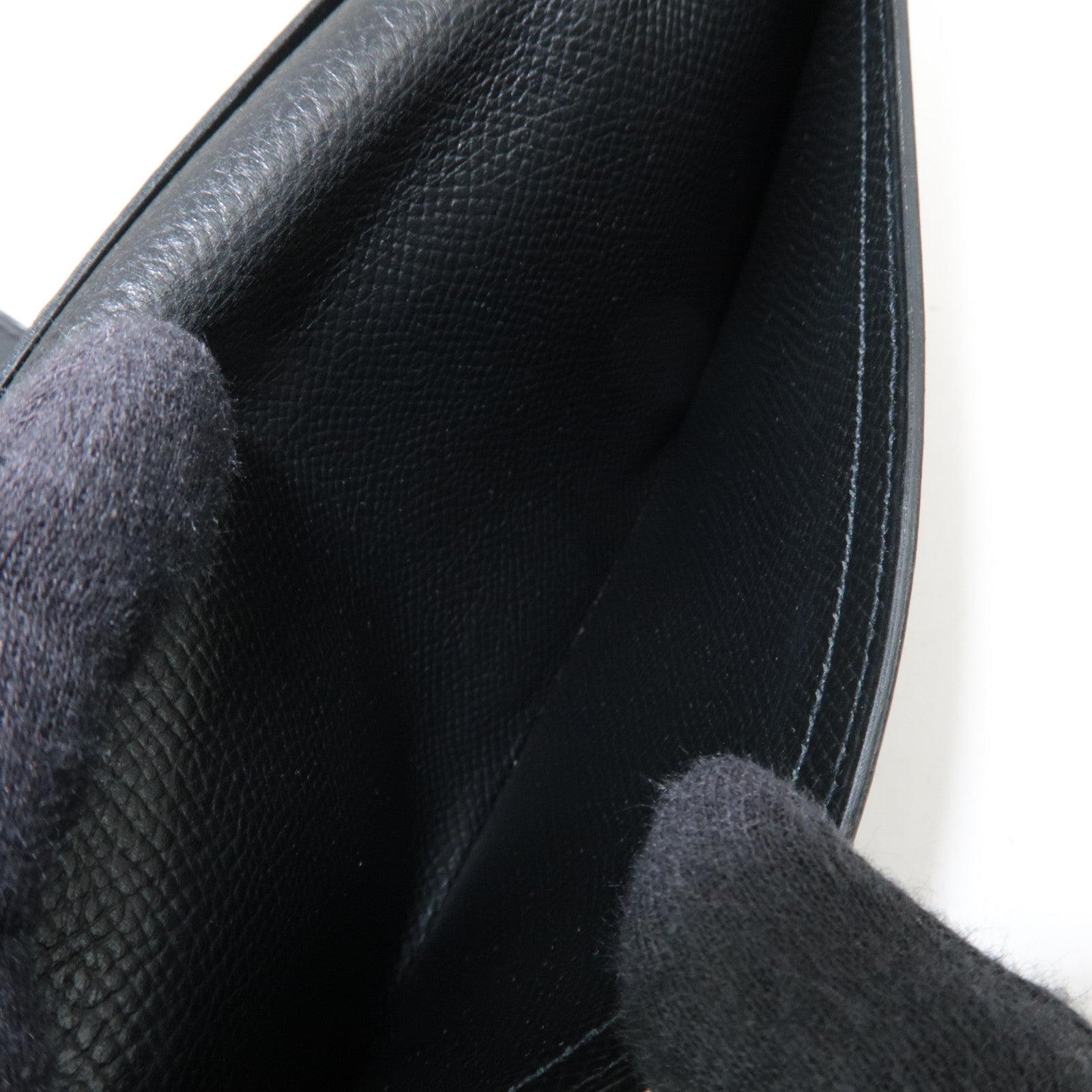 HERMES Bearn Soufflet Long Wallet □K Stamp (2007) Veau Epsom Black Silver HDW *Box