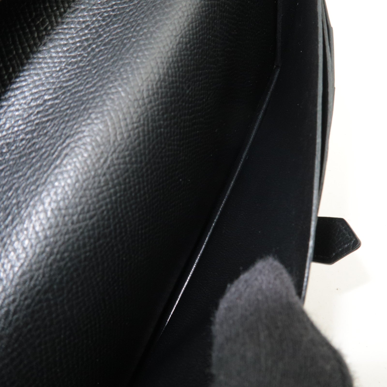 HERMES Bearn Soufflet Long Wallet □K Stamp (2007) Veau Epsom Black Silver HDW *Box