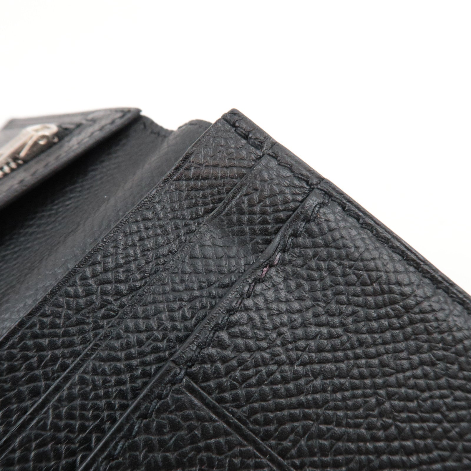 HERMES Bearn Soufflet Long Wallet □K Stamp (2007) Veau Epsom Black Silver HDW *Box