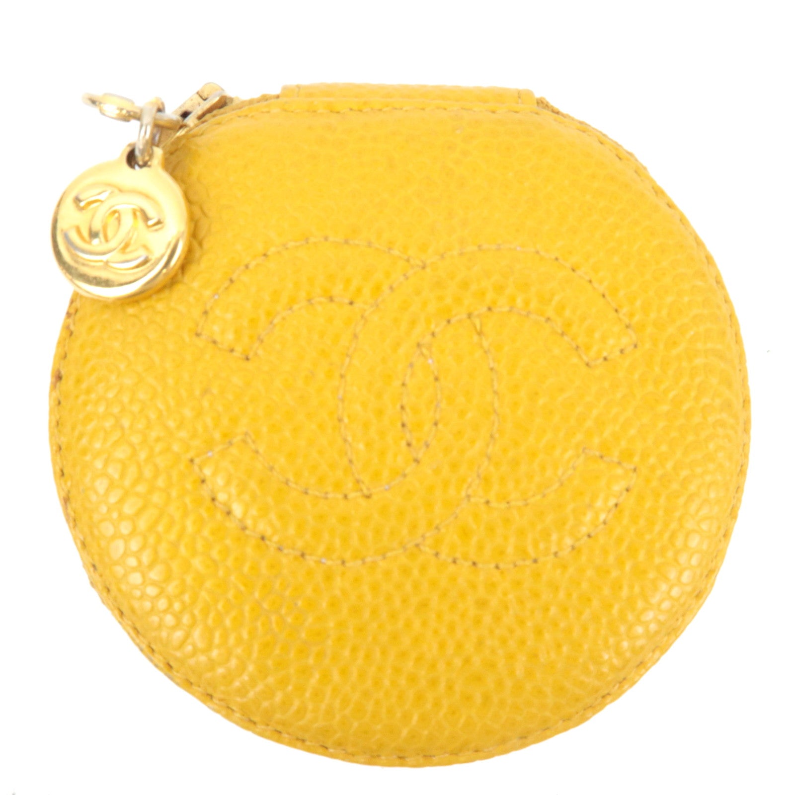 CHANEL Cocomark Jewelry Case Caviarskin Yellow 3624693 82538