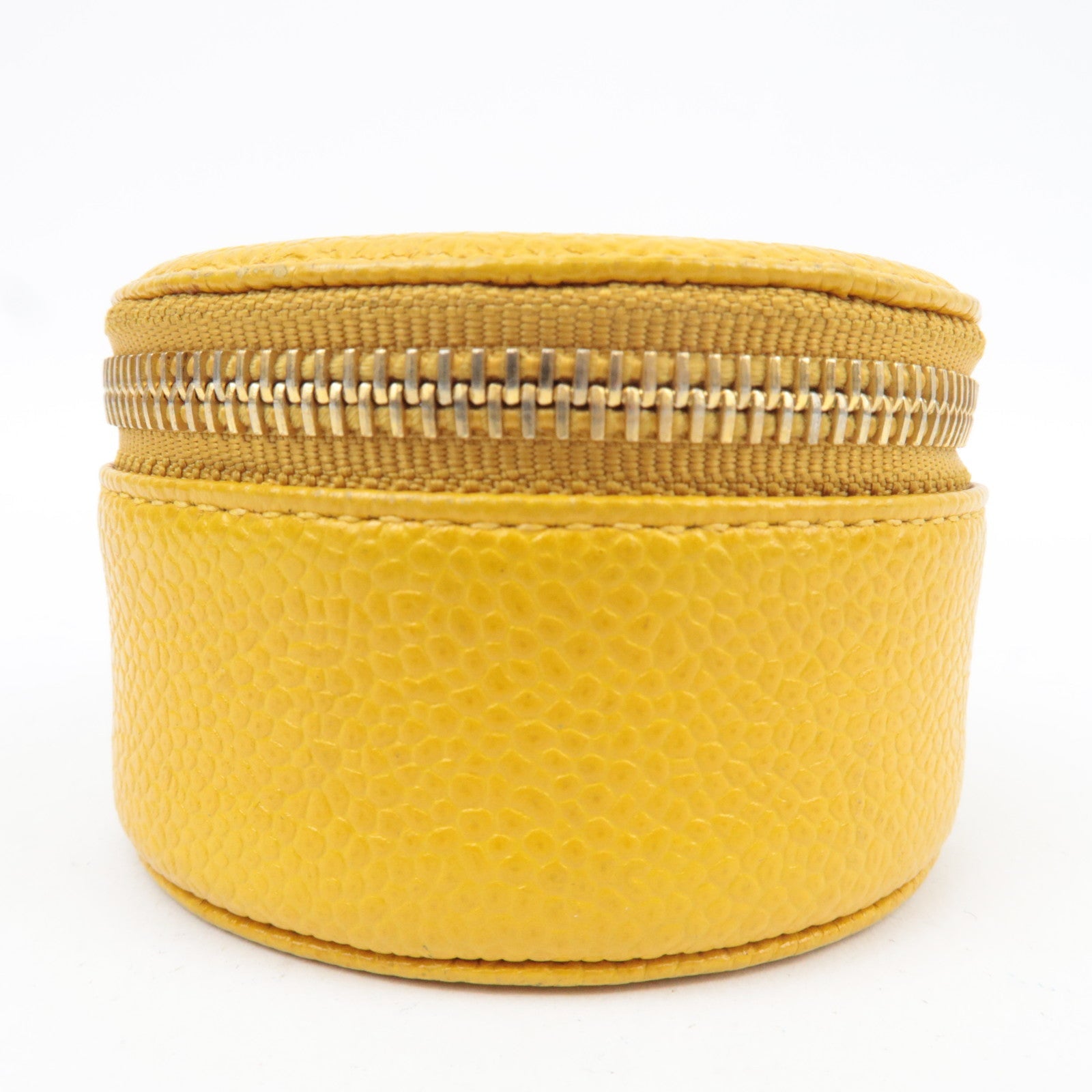 CHANEL Cocomark Jewelry Case Caviarskin Yellow 3624693