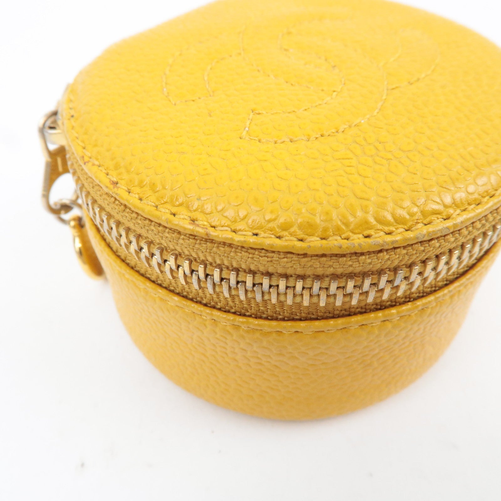 CHANEL Cocomark Jewelry Case Caviarskin Yellow 3624693