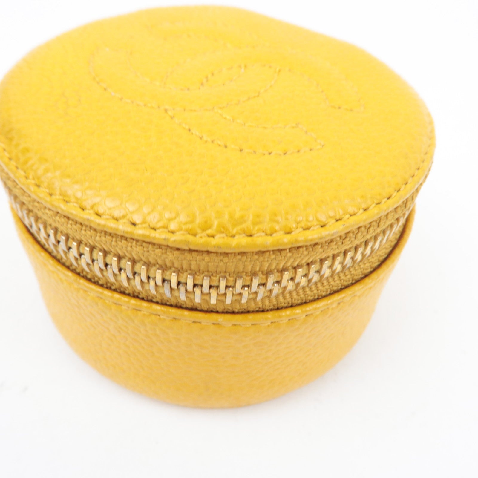 CHANEL Cocomark Jewelry Case Caviarskin Yellow 3624693