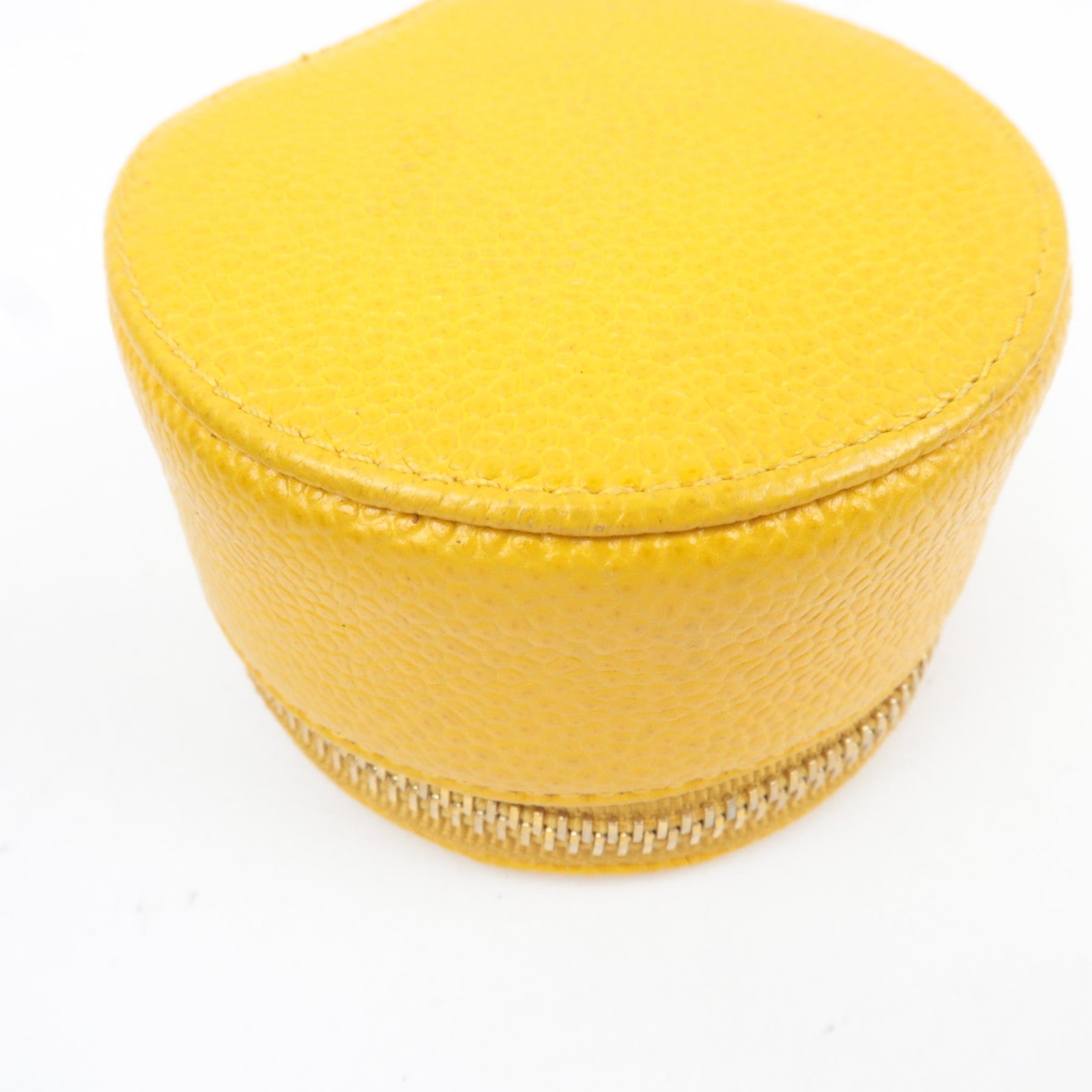 CHANEL Cocomark Jewelry Case Caviarskin Yellow 3624693