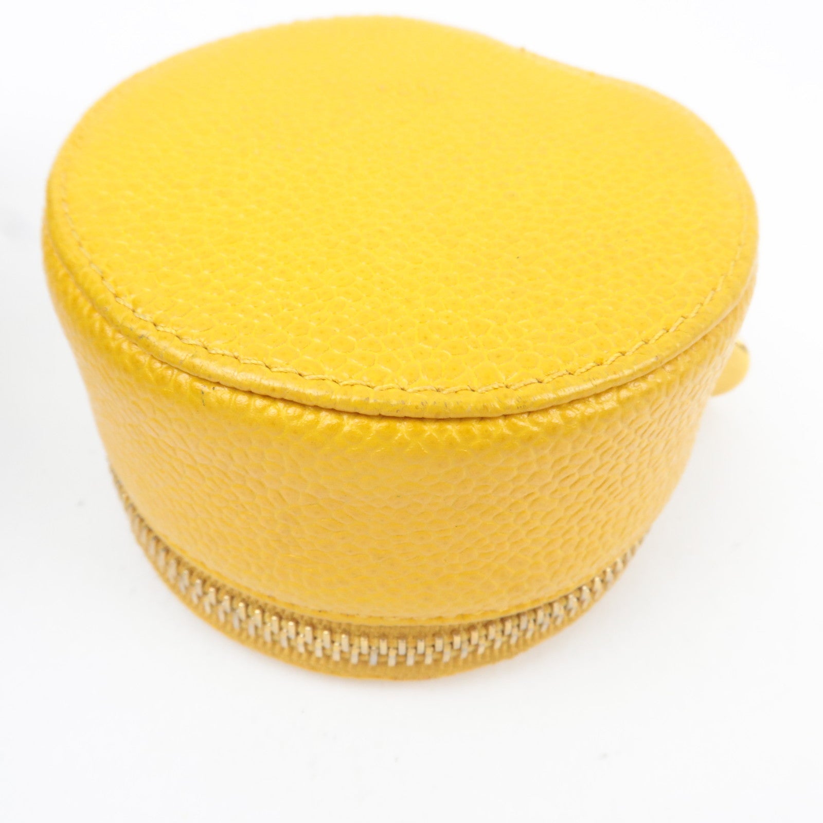CHANEL Cocomark Jewelry Case Caviarskin Yellow 3624693