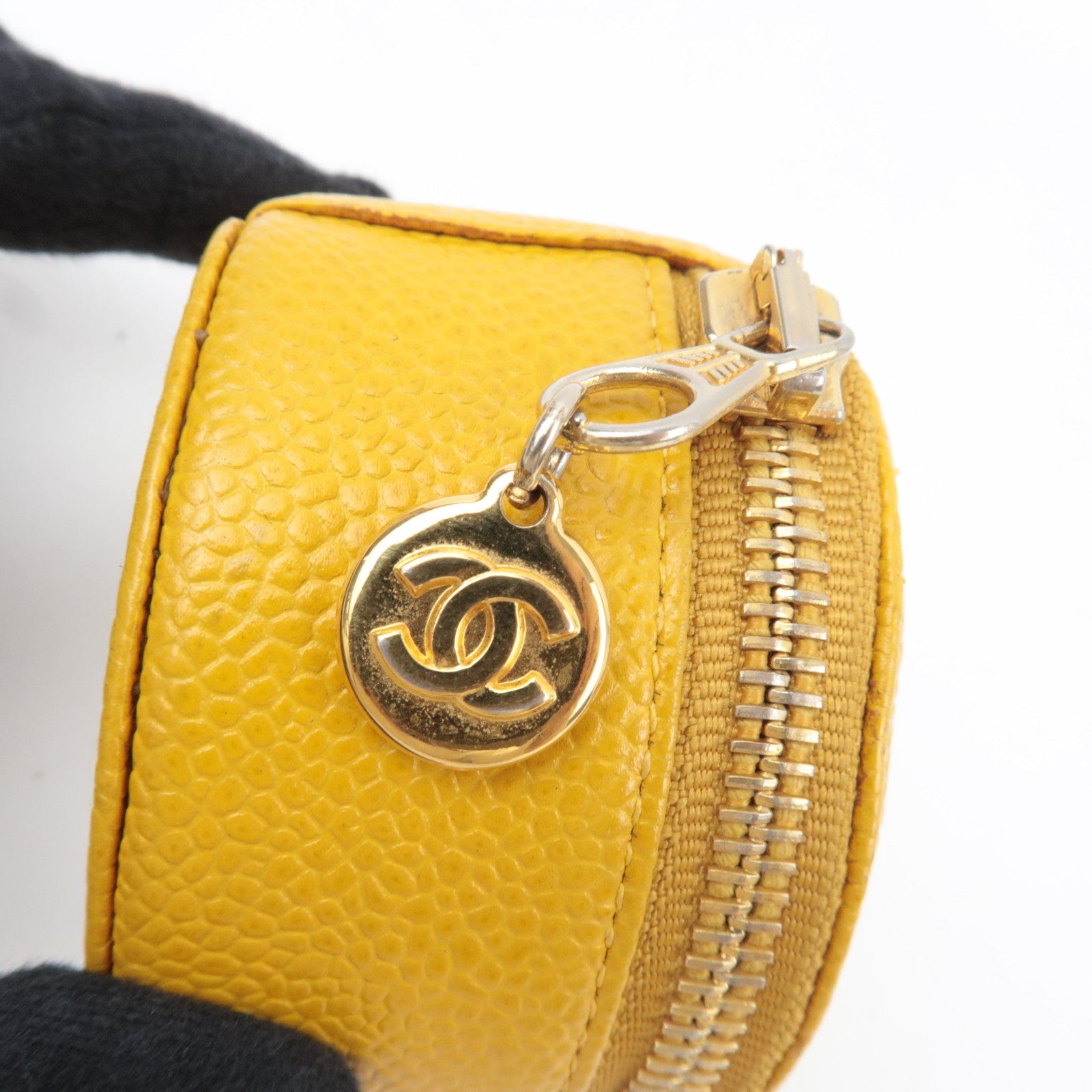 CHANEL Cocomark Jewelry Case Caviarskin Yellow 3624693