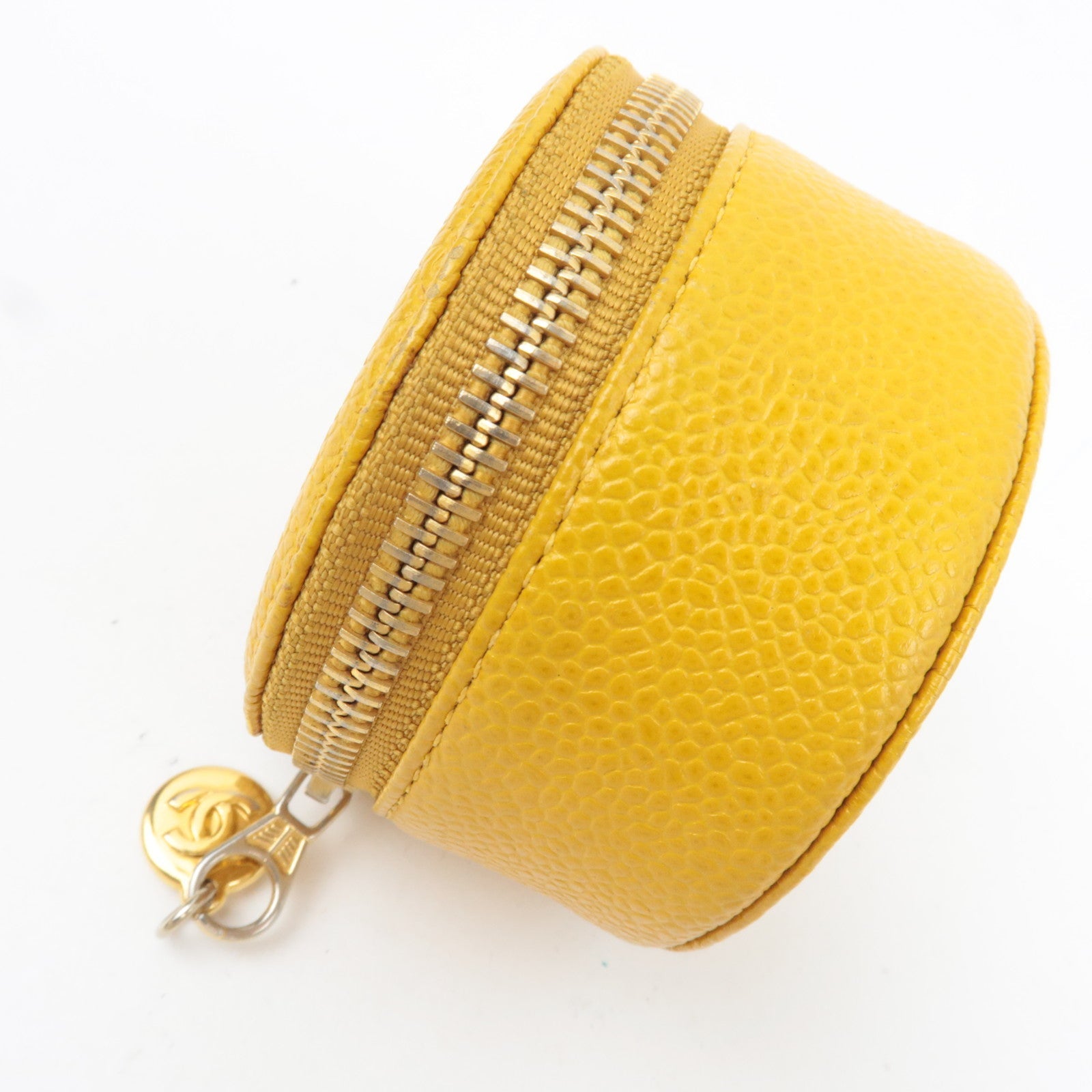 CHANEL Cocomark Jewelry Case Caviarskin Yellow 3624693