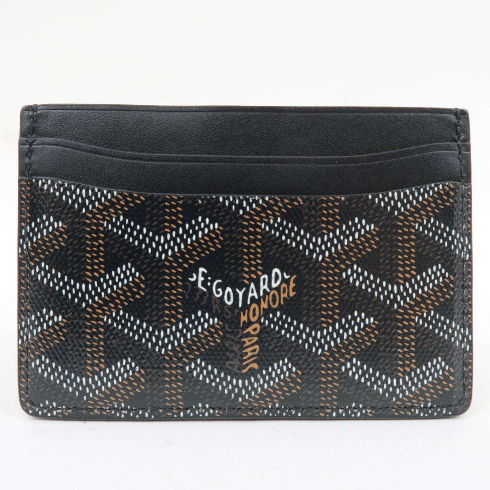 GOYARD Herringbone Saint-Sulpice PVC Leather Card Case Black