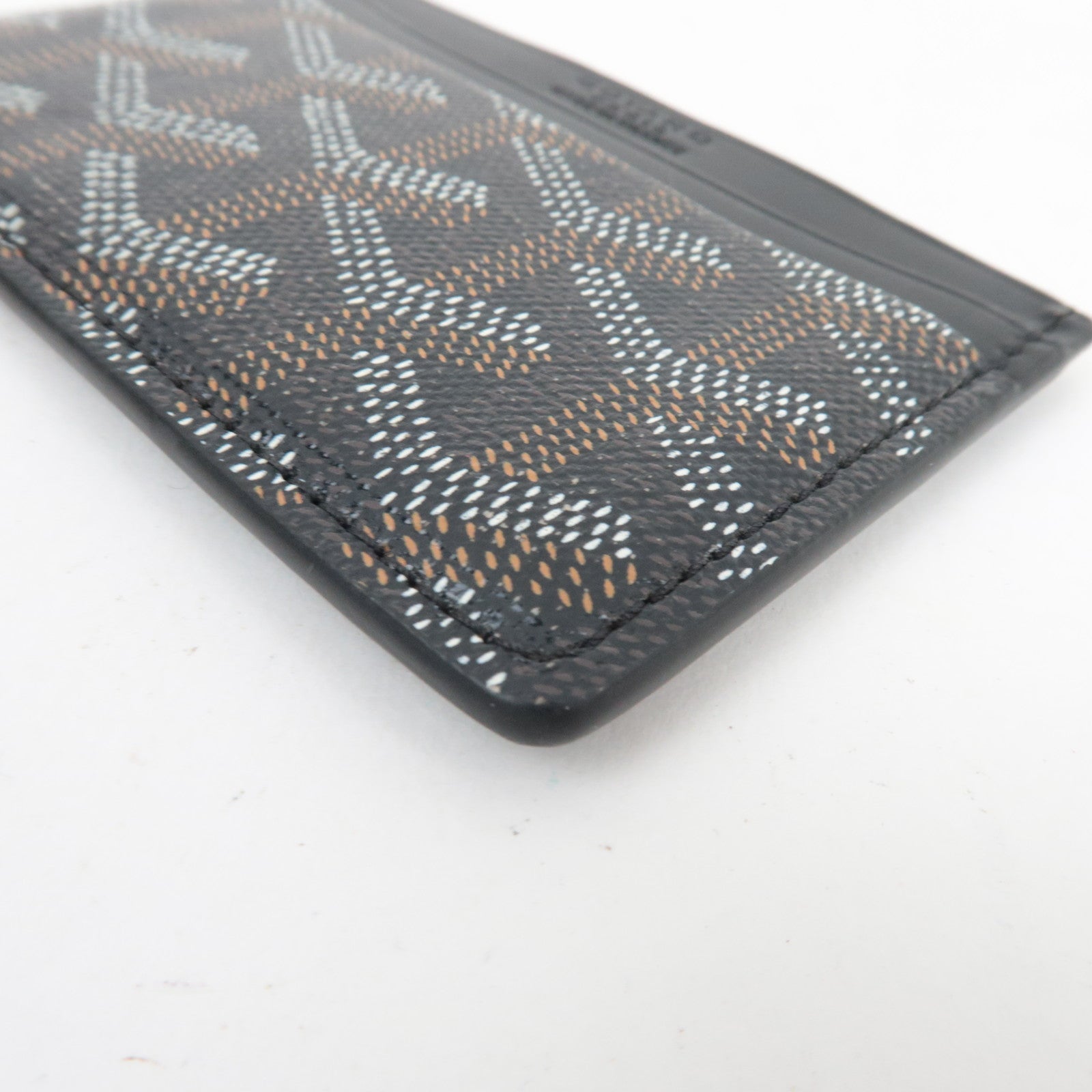 GOYARD Herringbone Saint-Sulpice PVC Leather Card Case Black