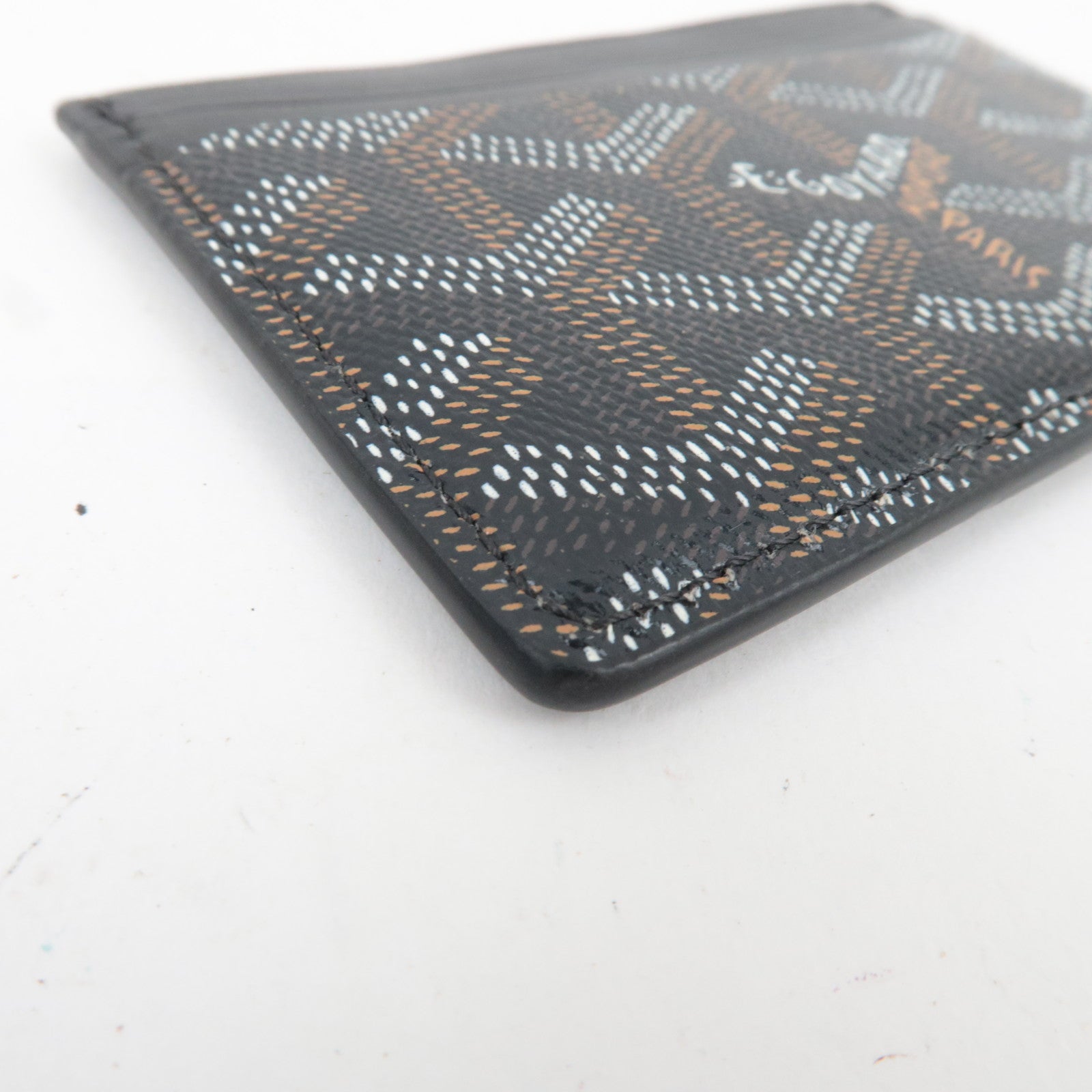 GOYARD Herringbone Saint-Sulpice PVC Leather Card Case Black