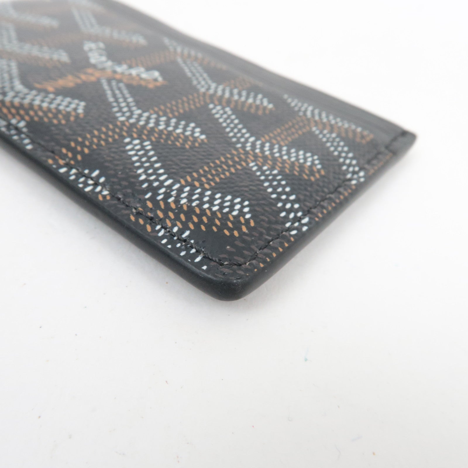 GOYARD Herringbone Saint-Sulpice PVC Leather Card Case Black