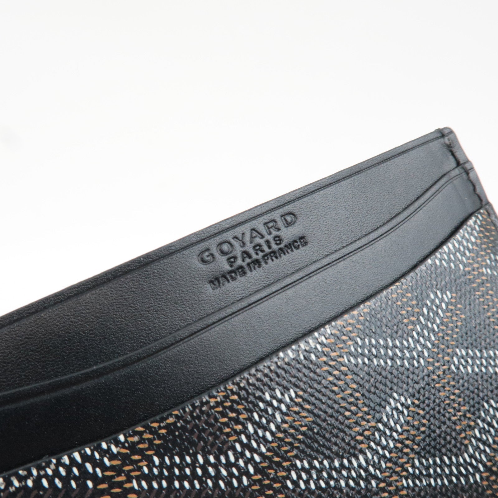 GOYARD Herringbone Saint-Sulpice PVC Leather Card Case Black