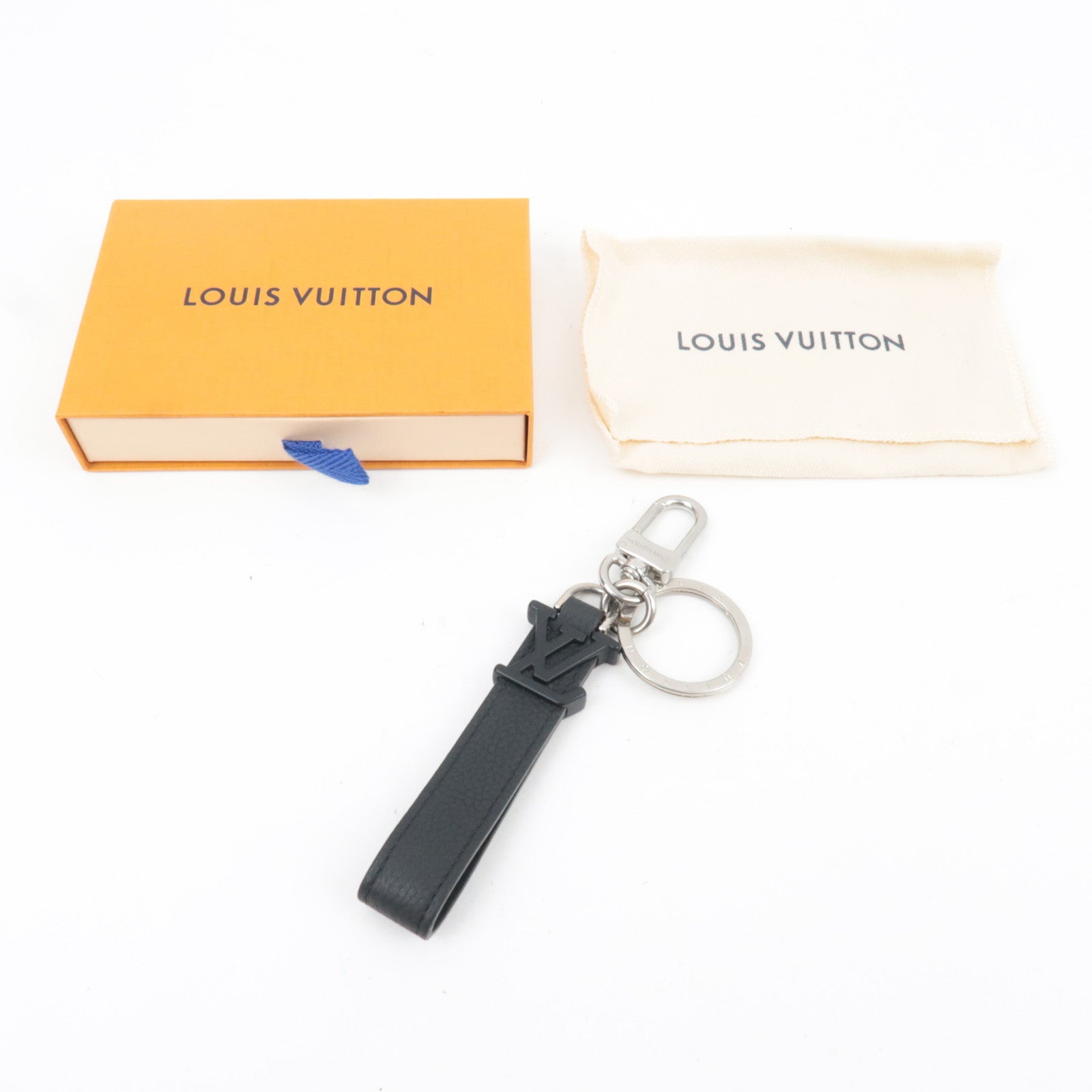 Louis Vuitton Key Charm Dragonne Aerogram Black Silver HDW M01194 *Box, Dust bag