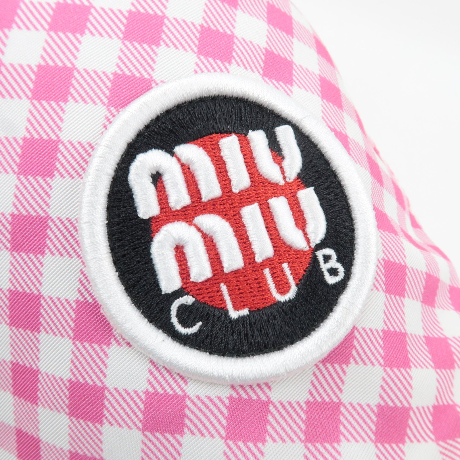 MIU MIU Gingham Nylon Leather Drawstring Bag Pink *Dust bag