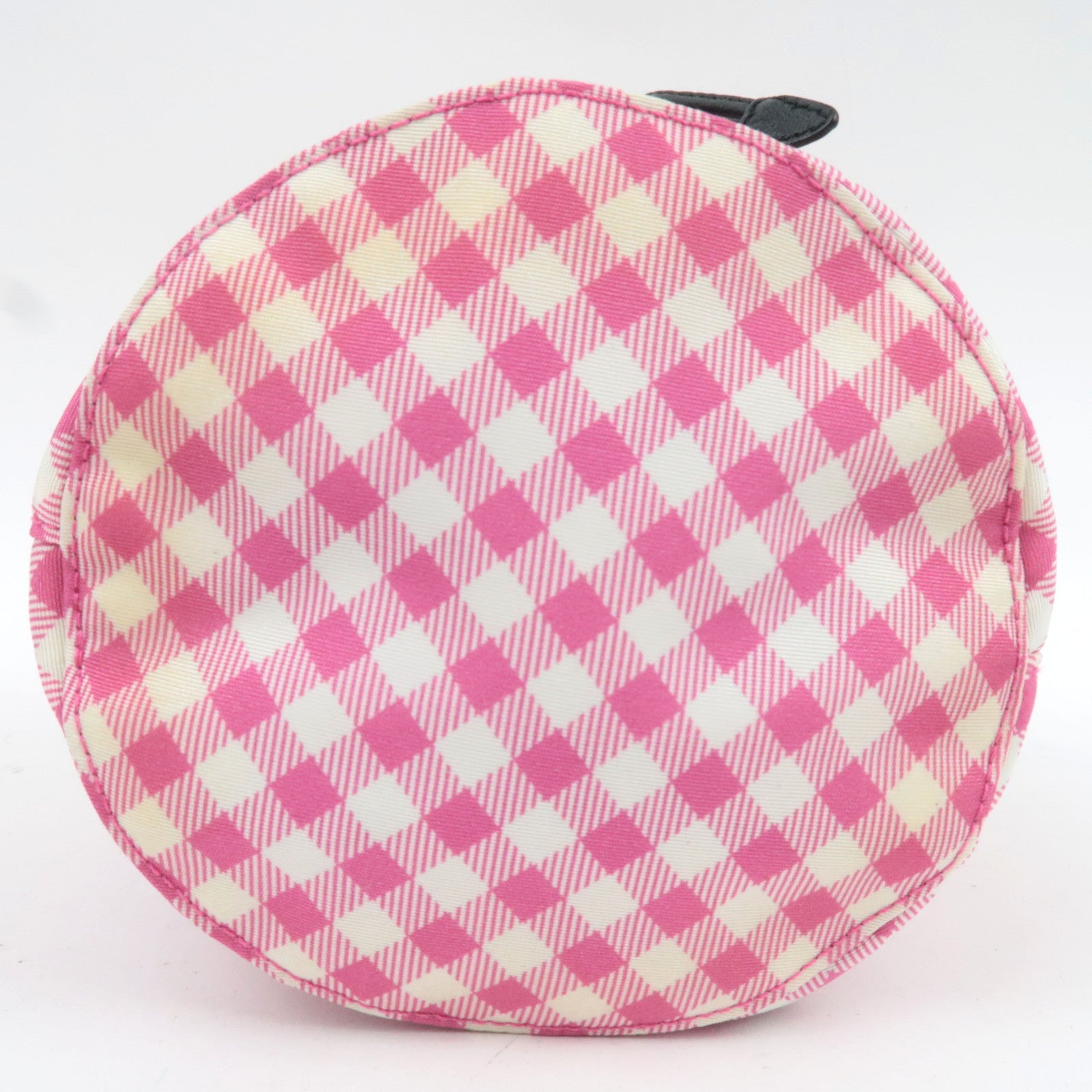 MIU MIU Gingham Nylon Leather Drawstring Bag Pink *Dust bag