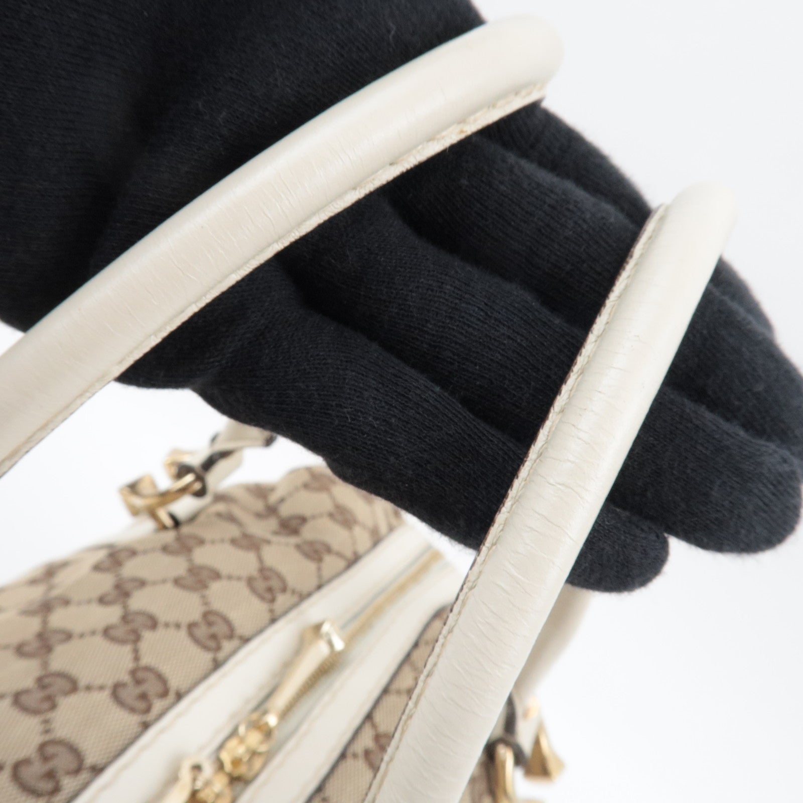 GUCCI Tote Bag GG Canvas Leather Beige Ivory 189892 *Dust bag