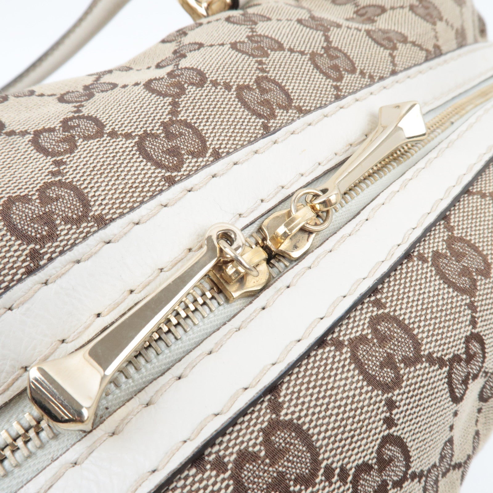 GUCCI Tote Bag GG Canvas Leather Beige Ivory 189892 *Dust bag