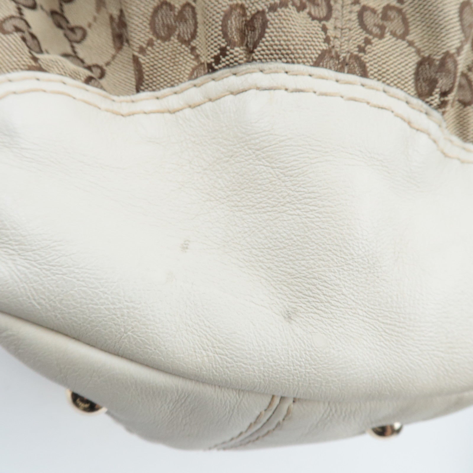 GUCCI Tote Bag GG Canvas Leather Beige Ivory 189892 *Dust bag