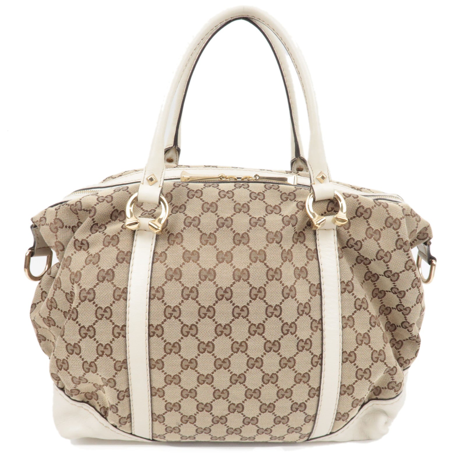 GUCCI Tote Bag GG Canvas Leather Beige Ivory 189892 *Dust bag82572