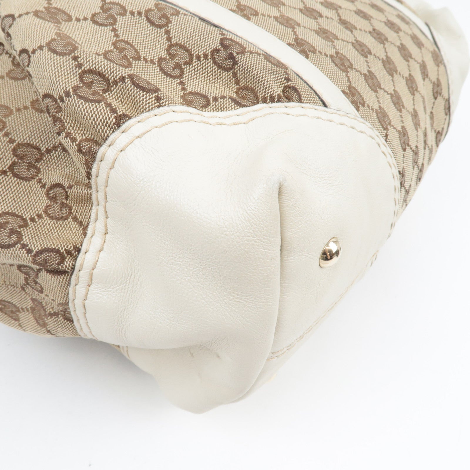 GUCCI Tote Bag GG Canvas Leather Beige Ivory 189892 *Dust bag