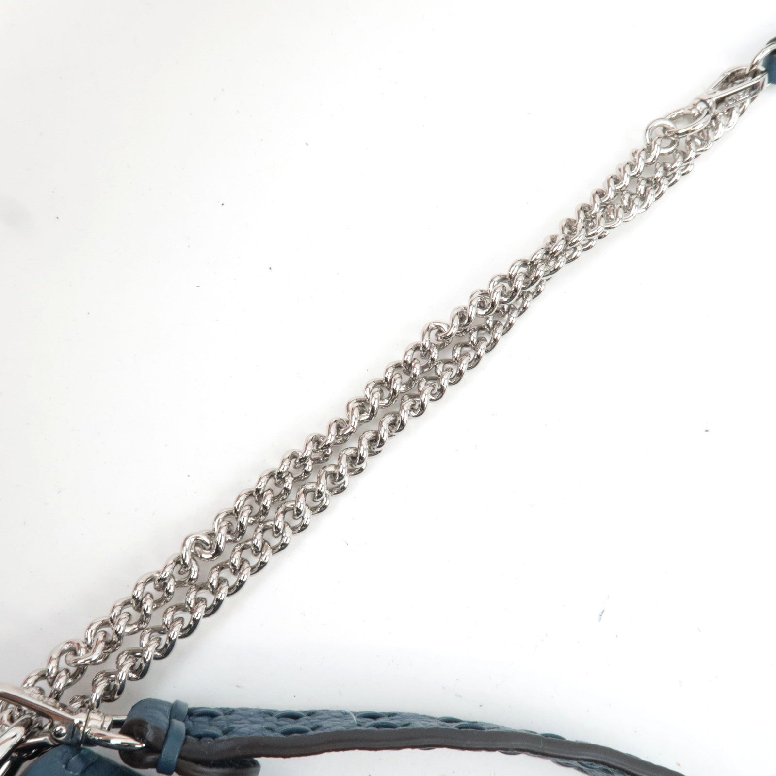 FENDI Selleria Mini Baguette 2Way Bag Leather Blue 8BS017 *Dust bag, Strap